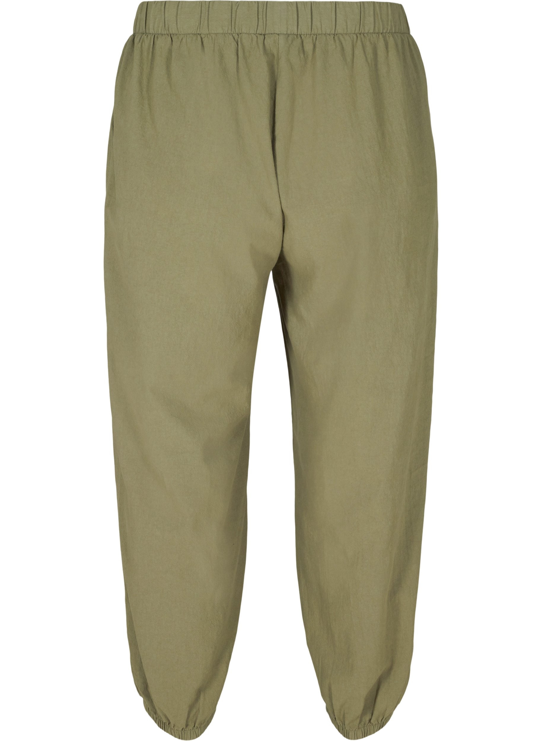 Cropped Hose aus Baumwolle, Deep Lichen Green, Packshot image number 1