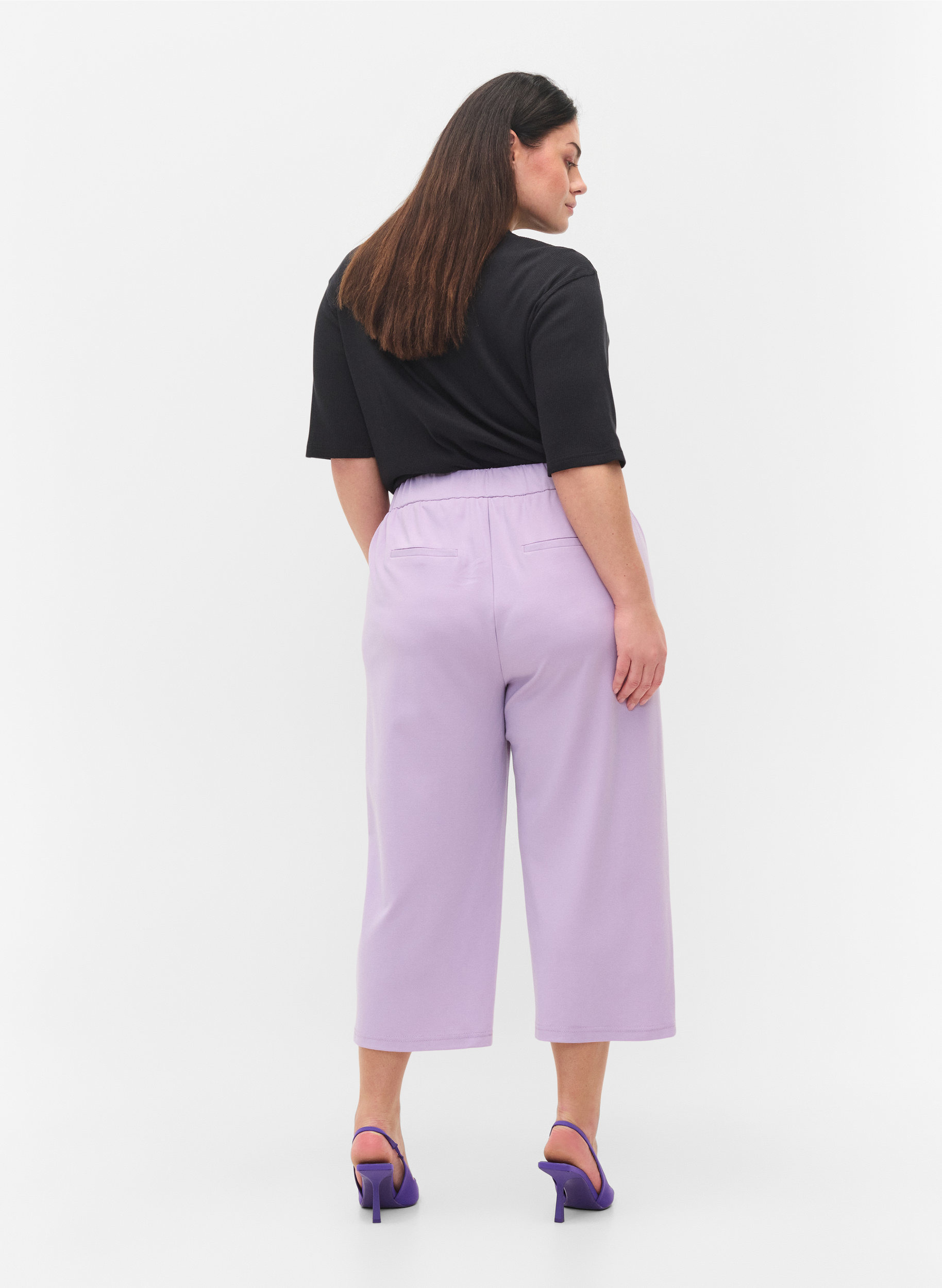 Einfarbige Culotte-Hose mit Taschen, Orchid Bloom, Model image number 1