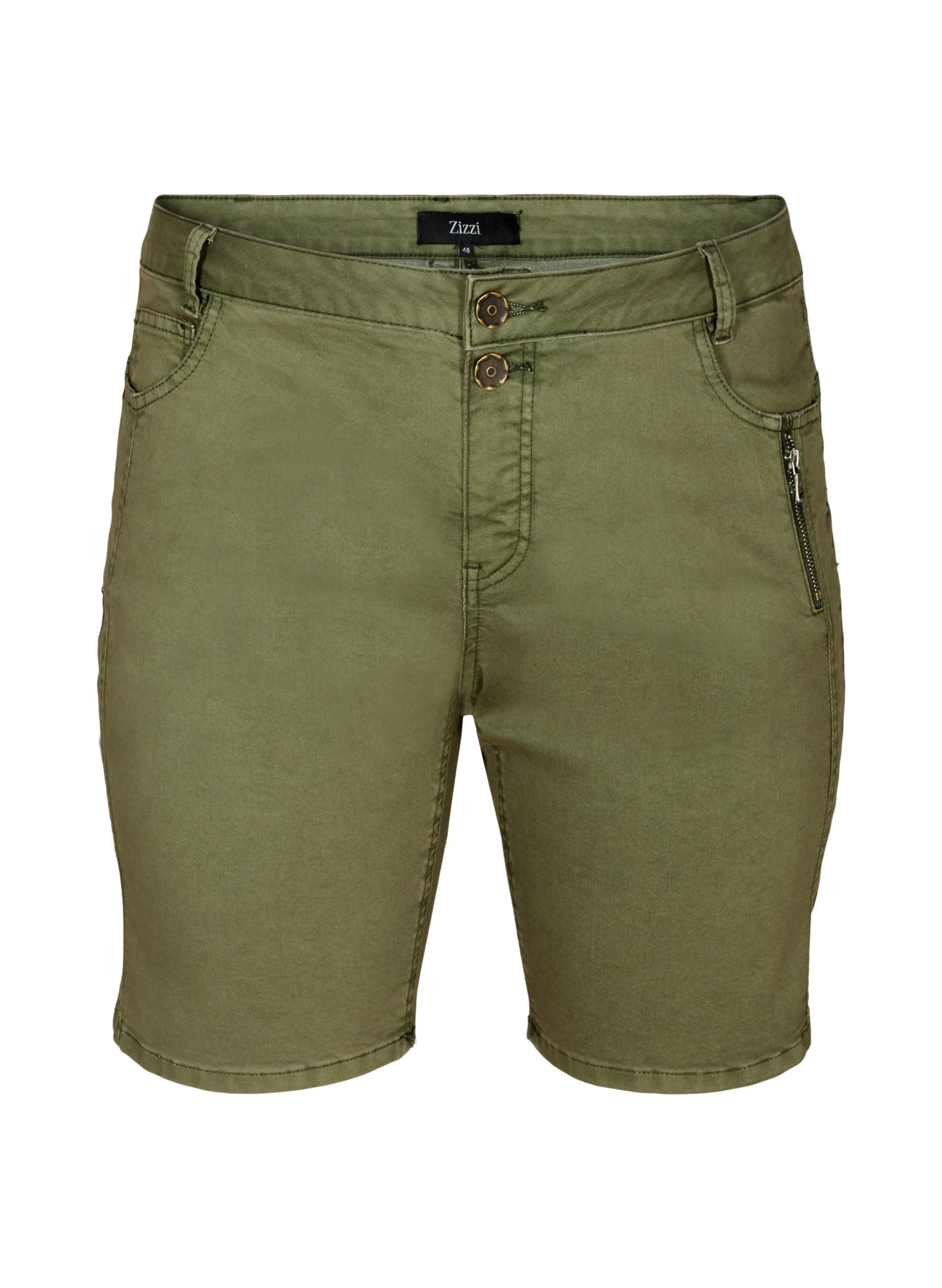 Slim Fit Denim Shorts, Green