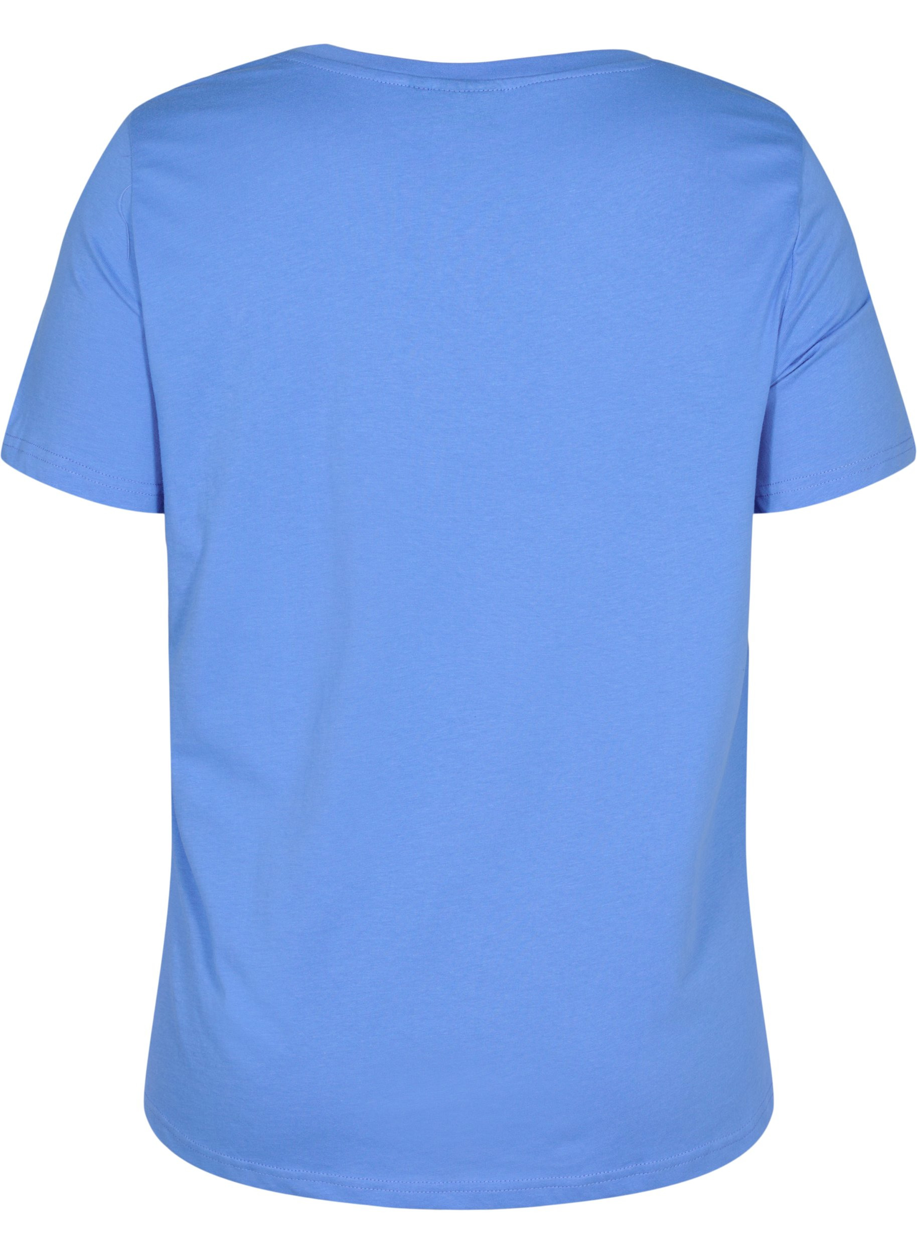 Kurzarm T-Shirt aus Baumwolle mit Aufdruck, Ultramarine TEXT, Packshot image number 1