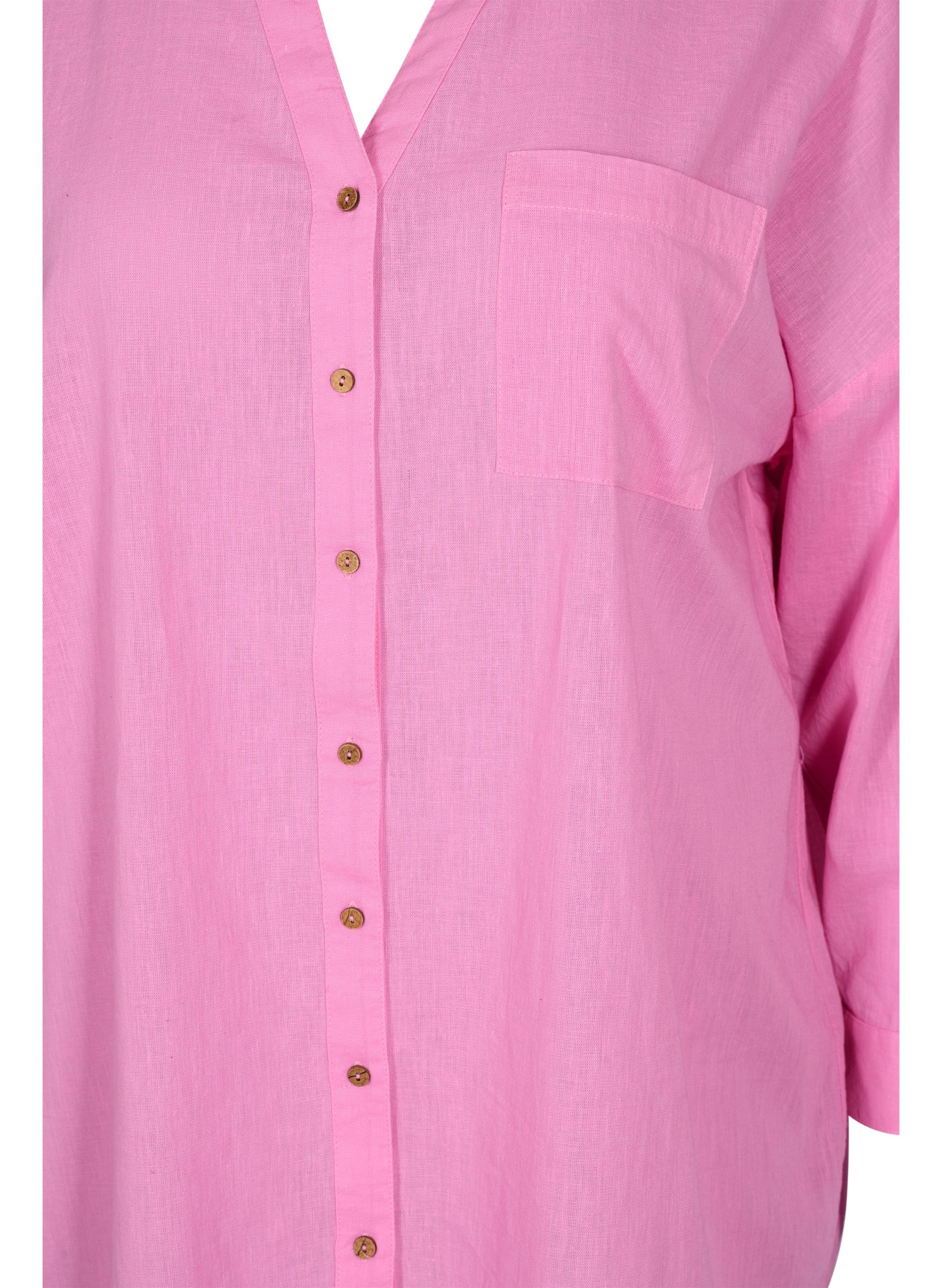 Bluse mit 3/4-Ärmeln und Knopfverschluss, Begonia Pink, Packshot image number 2