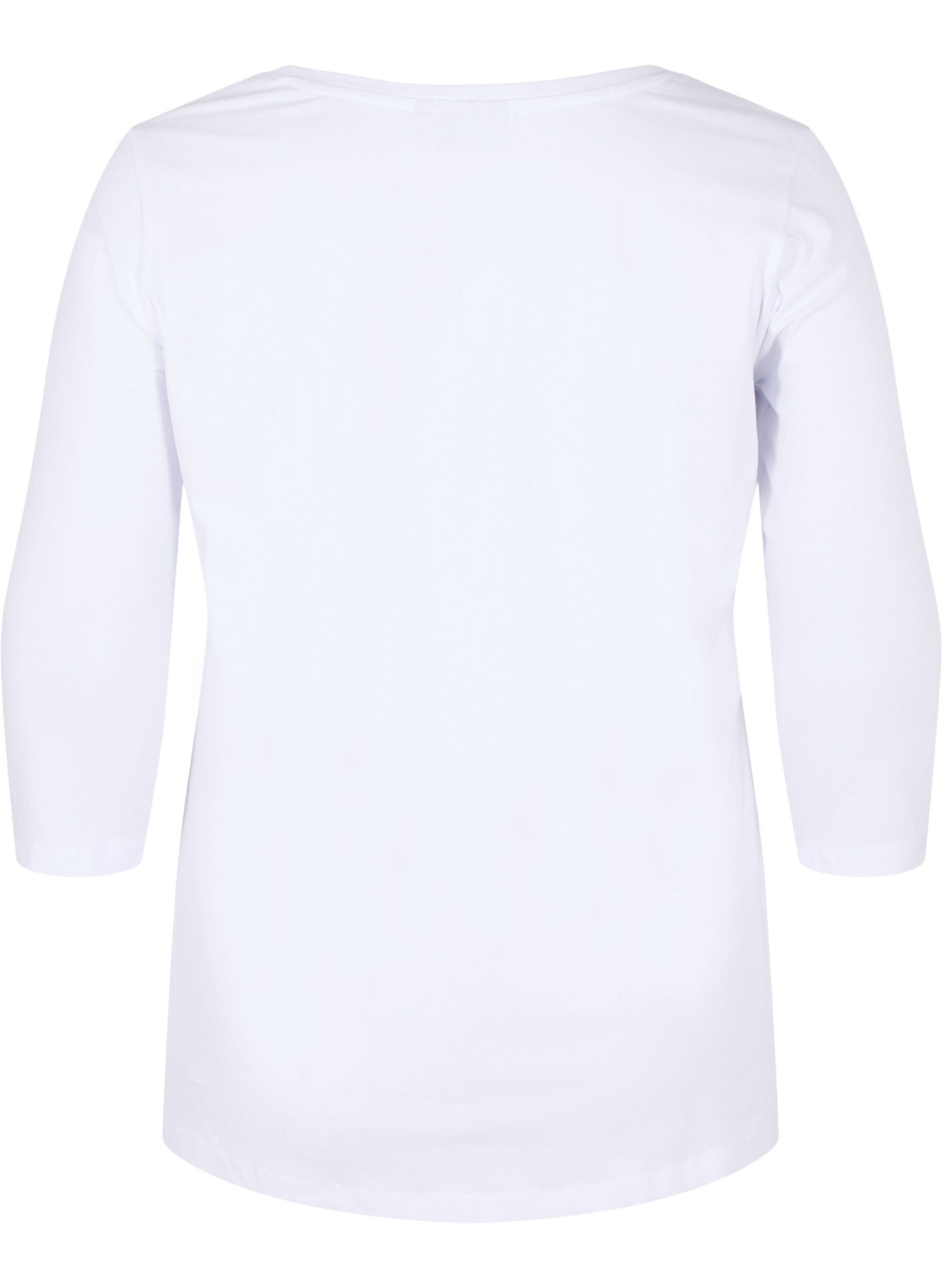 Basic T-Shirt mit 3/4-Ärmeln, Bright White, Packshot image number 1