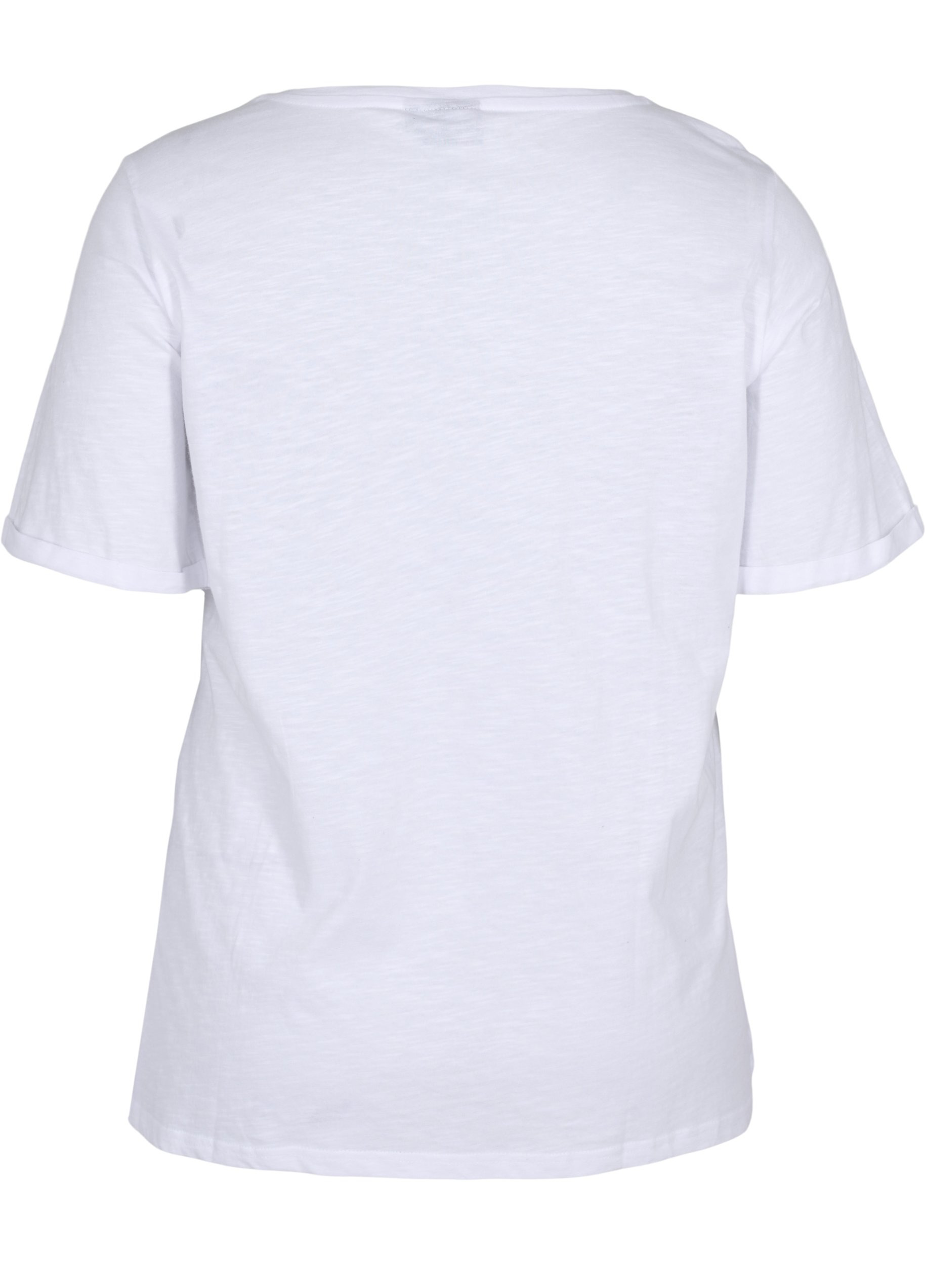 Baumwoll-T-Shirt mit kurzen Ärmeln, Bright White, Packshot image number 1