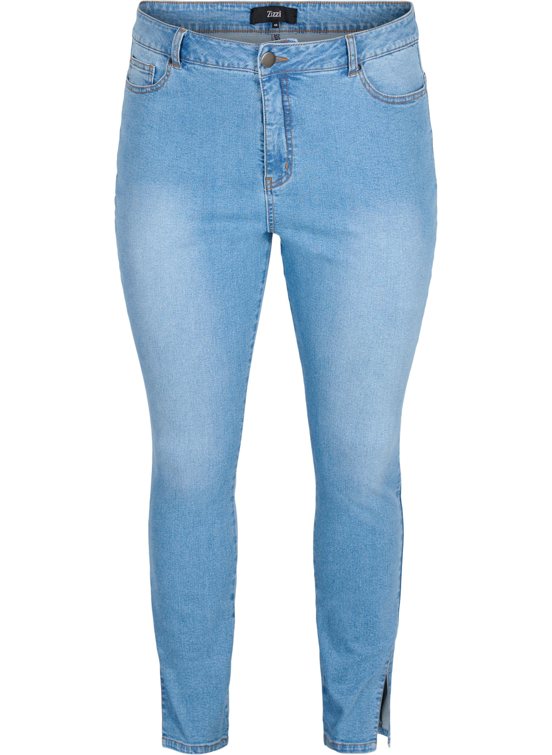 Amy Jeans mit hoher Taille und Schlitz, Light blue, Packshot image number 0