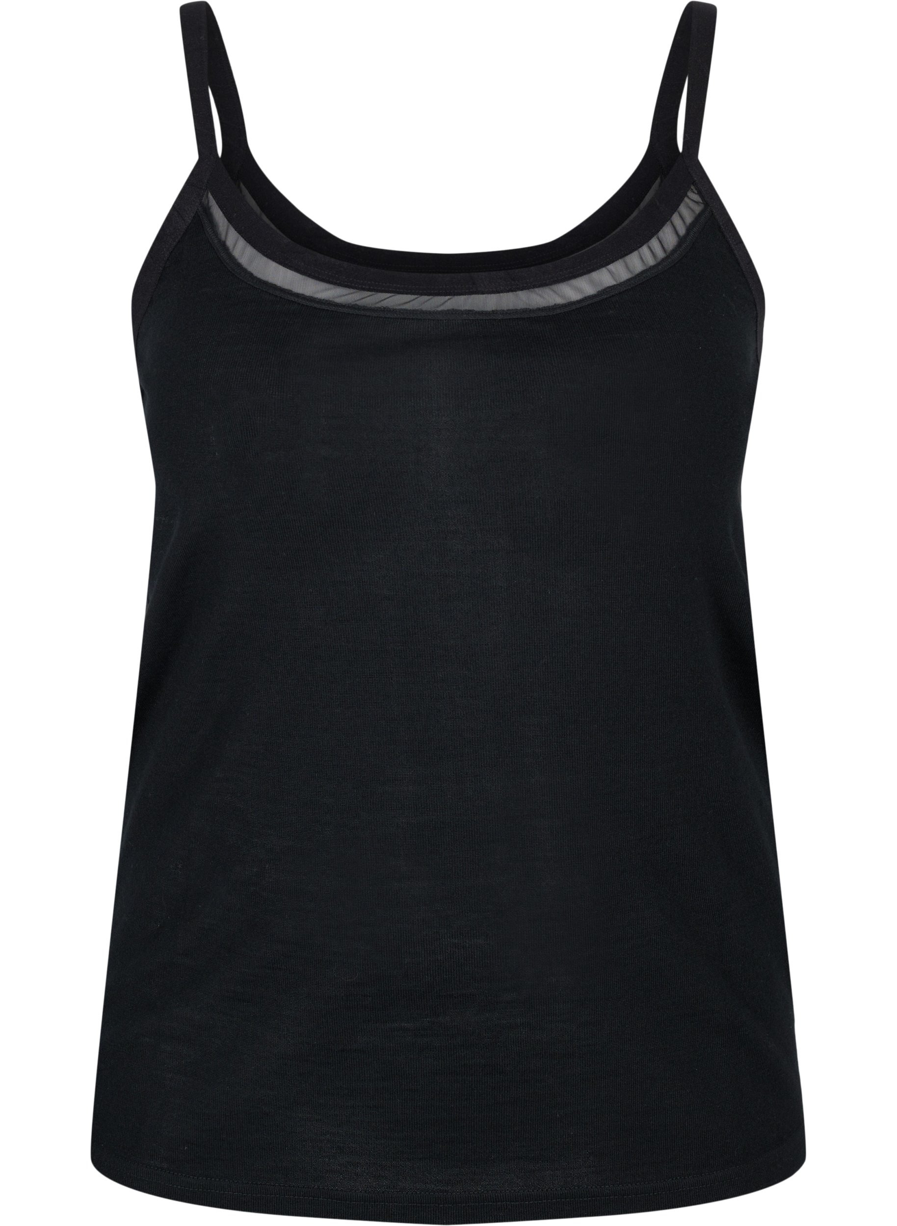 Weiches Wollunterhemd mit Meshdetails, Black, Packshot image number 0