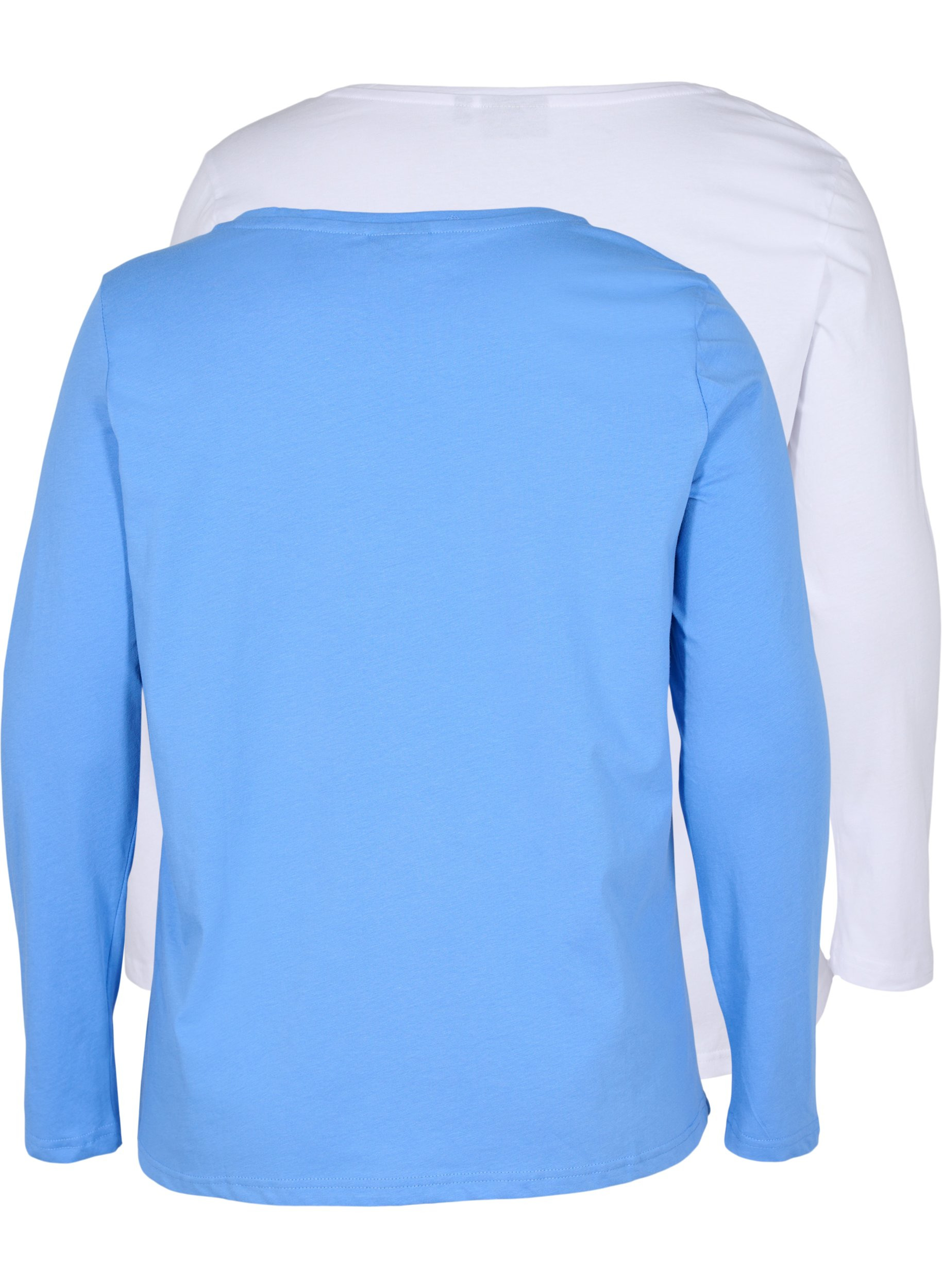2er-Pack Basic-Bluse aus Baumwolle, Ultramarine/White, Packshot image number 1