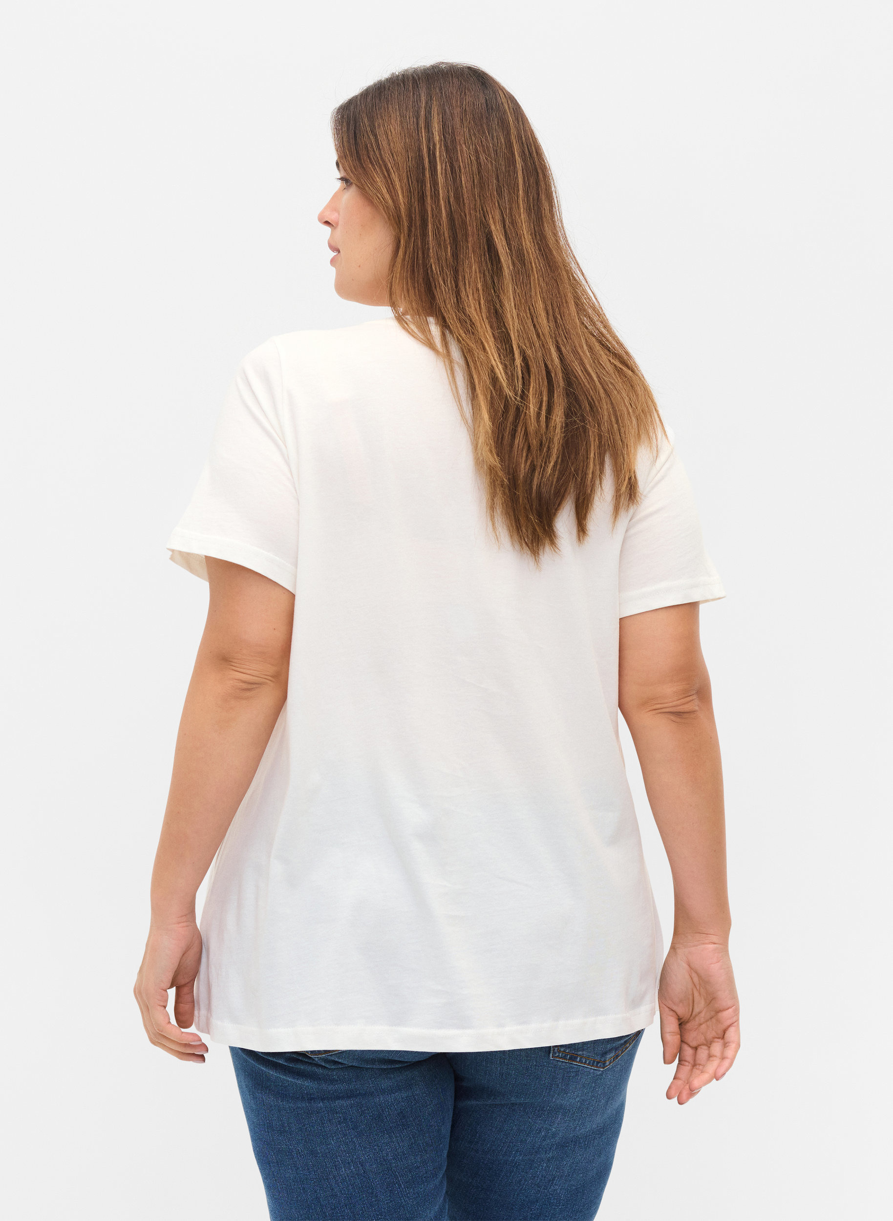 Baumwoll-T-Shirt mit Perlen, Warm Off-white, Model image number 1
