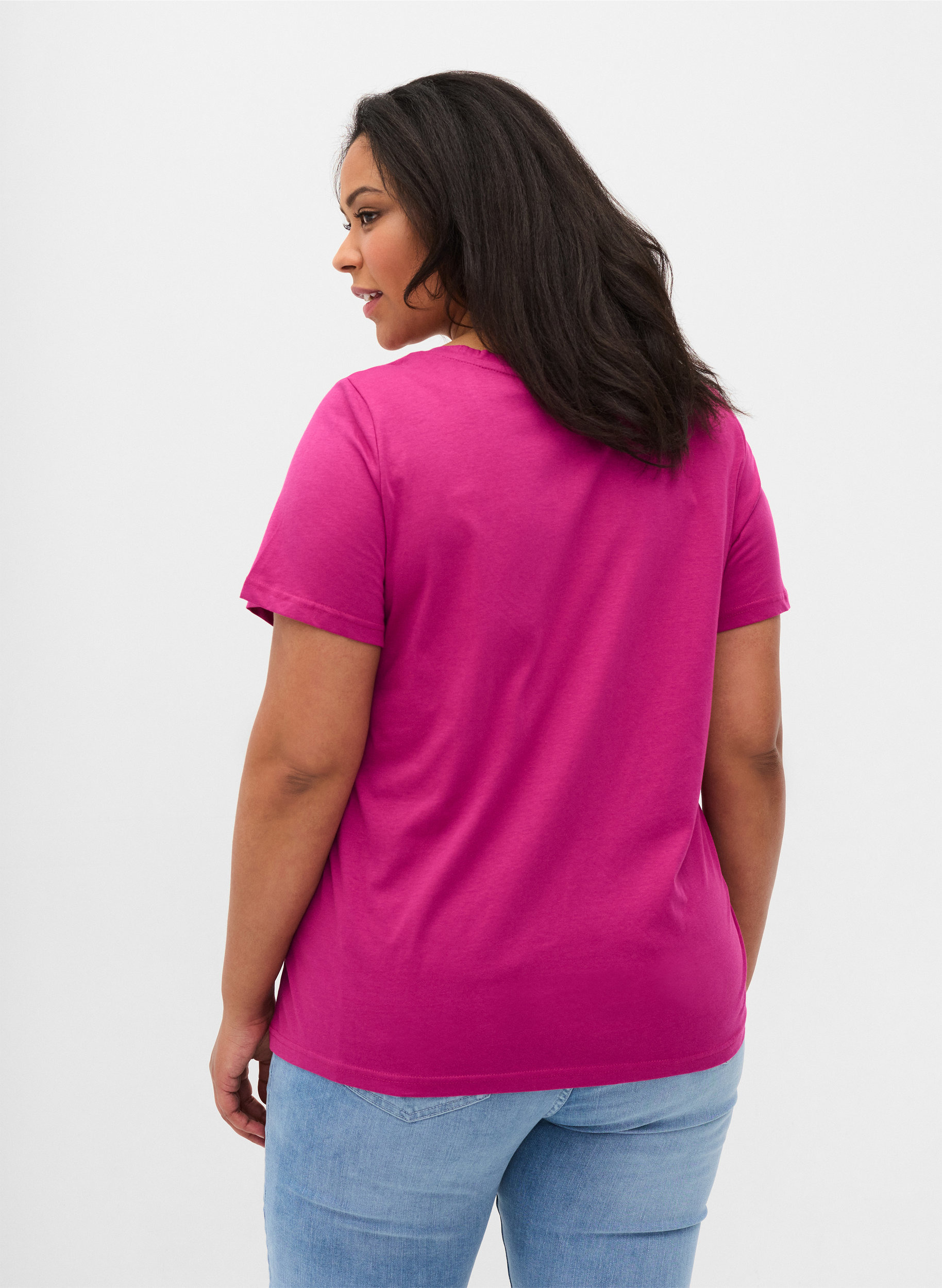 Kurzarm T-Shirt aus Baumwolle mit Aufdruck, Festival Fuchsia WAY, Model image number 1