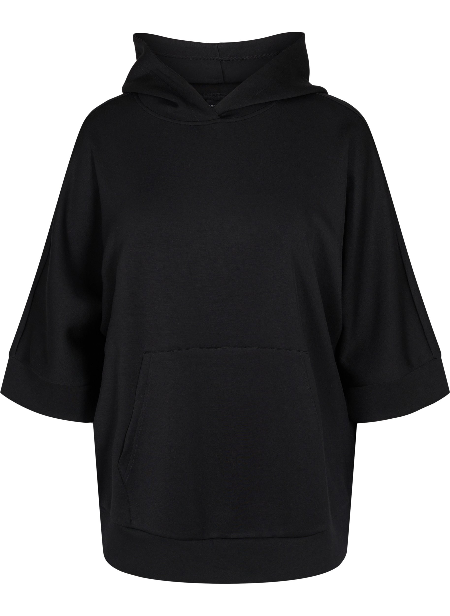 Sweatshirt mit Kapuze und 3/4-Ärmeln, Black, Packshot image number 0