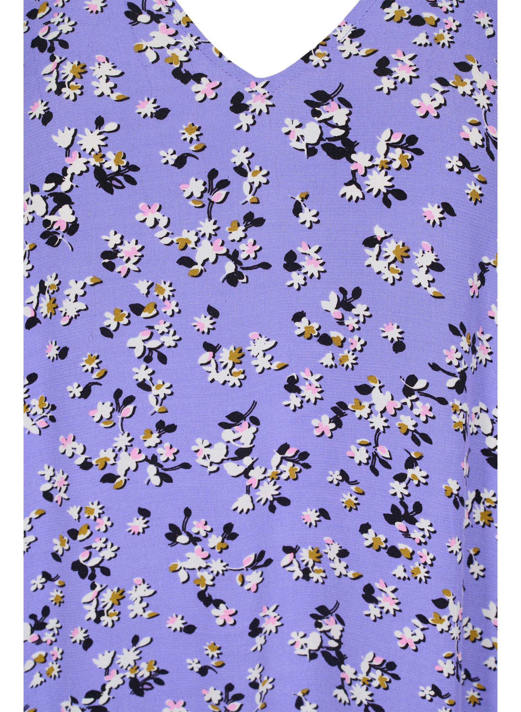Kurzarm Midikleid aus Viskose mit Blumenprint, Lilac Flower Print, Packshot image number 2