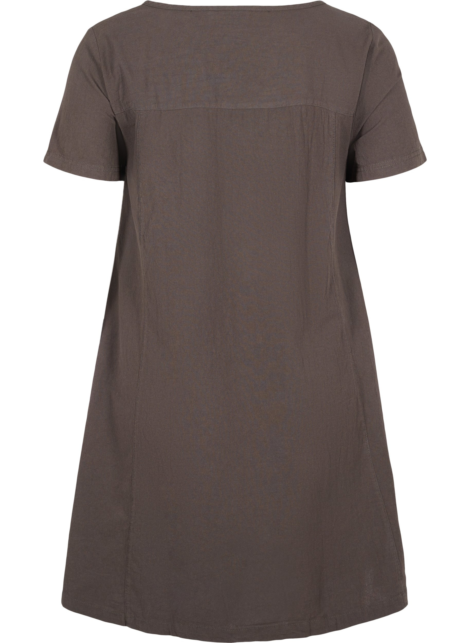 Kurzarm Kleid aus Baumwolle, Khaki Green, Packshot image number 1
