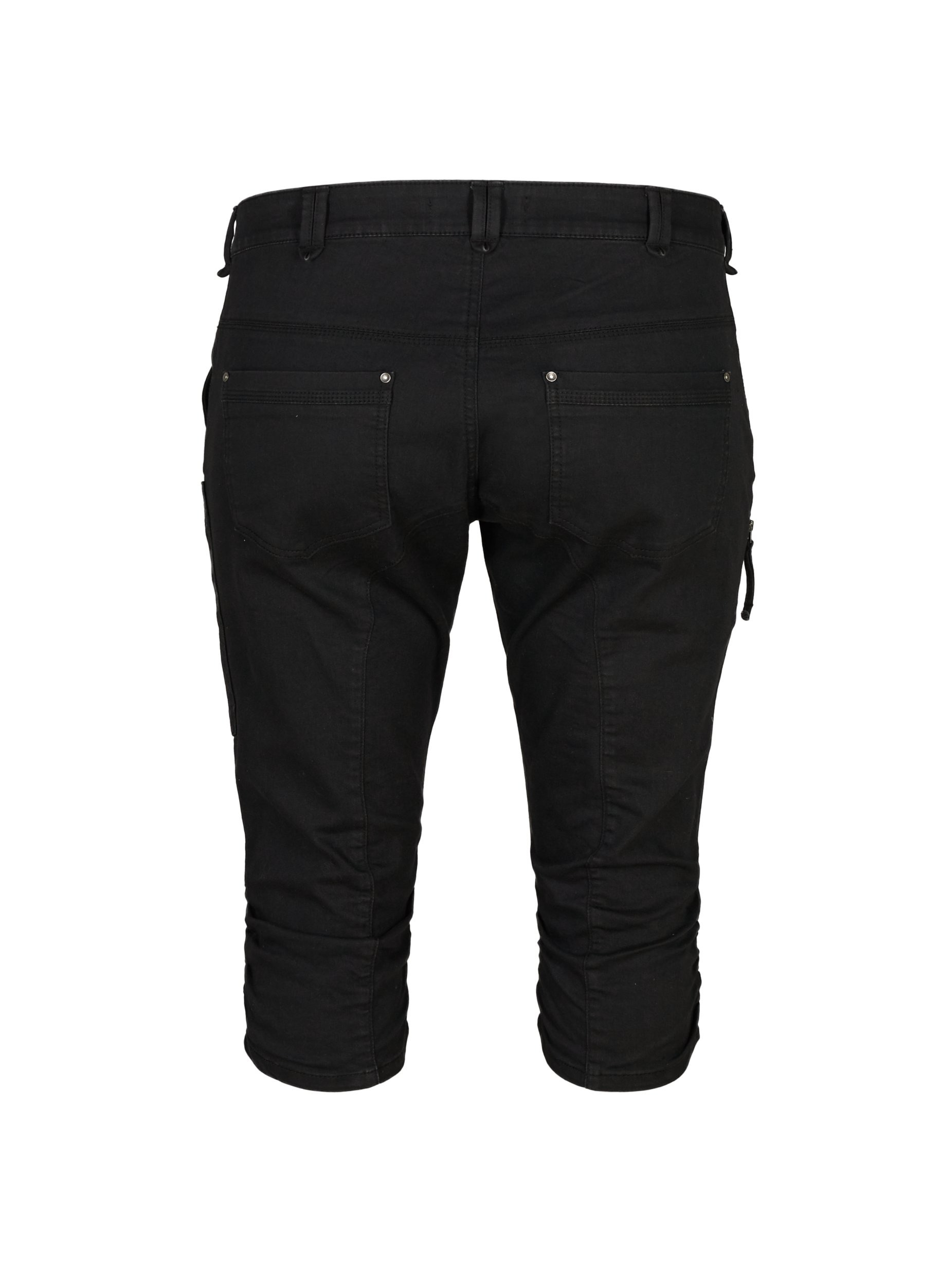 Slim Fit Caprijeans mit Taschen, Black, Packshot image number 1