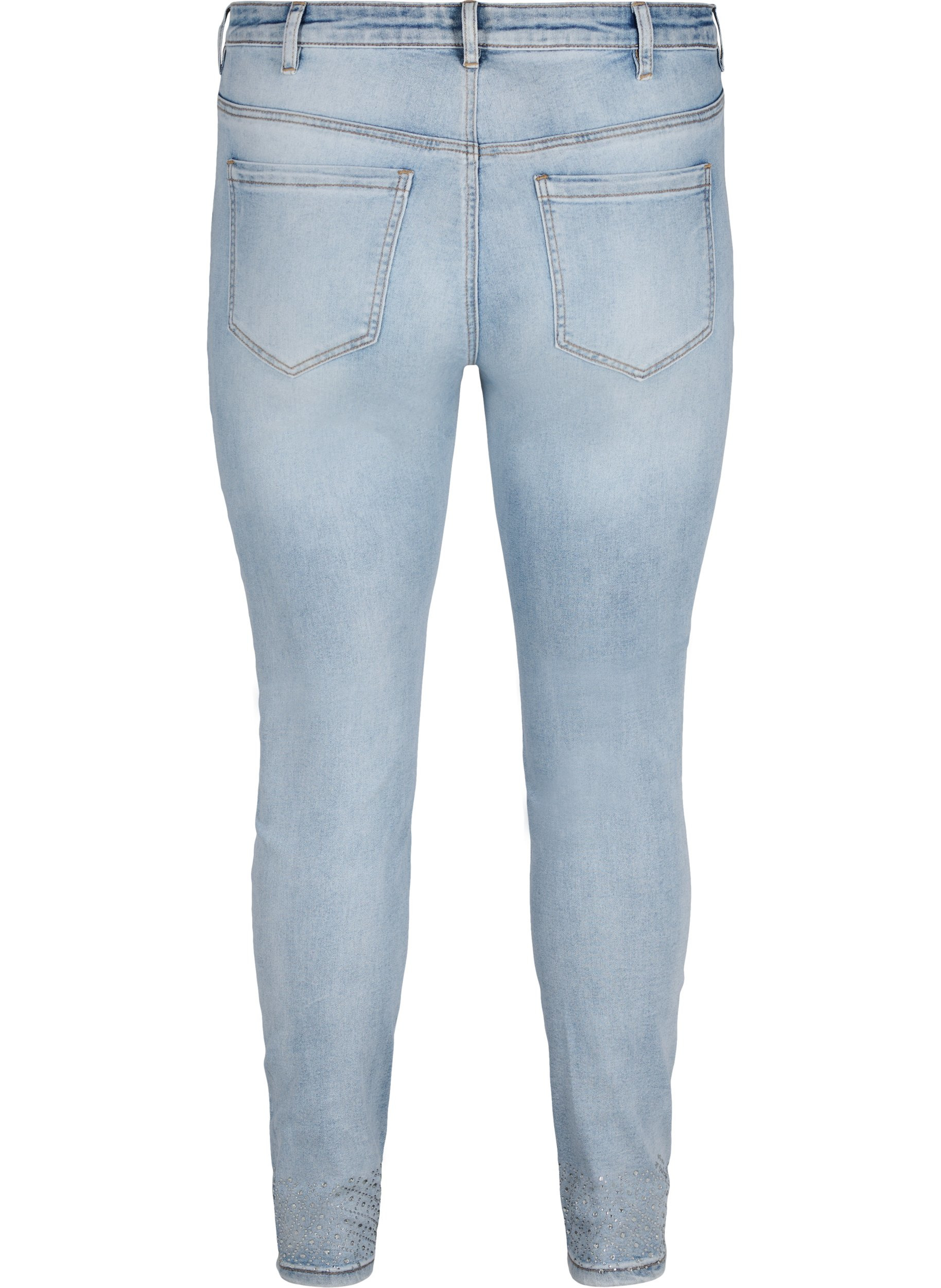 Amy Jeans mit hoher Taille und dekorativen Steinen, Light blue, Packshot image number 1