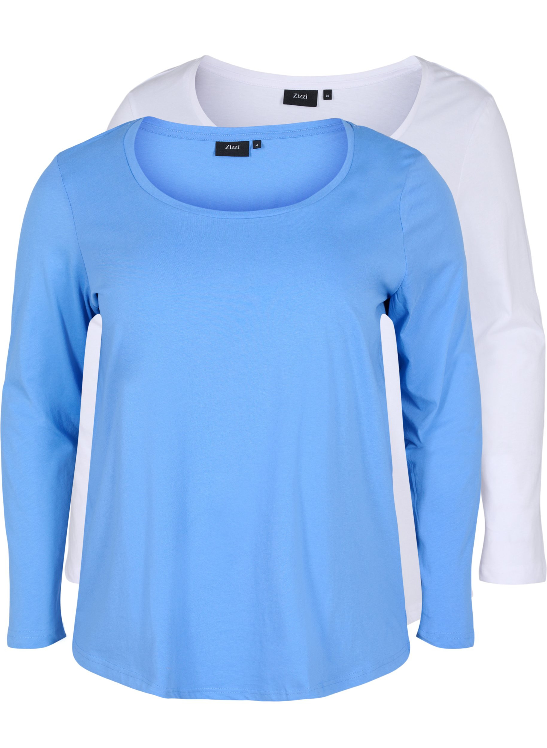 2er-Pack Basic-Bluse aus Baumwolle, Ultramarine/White
