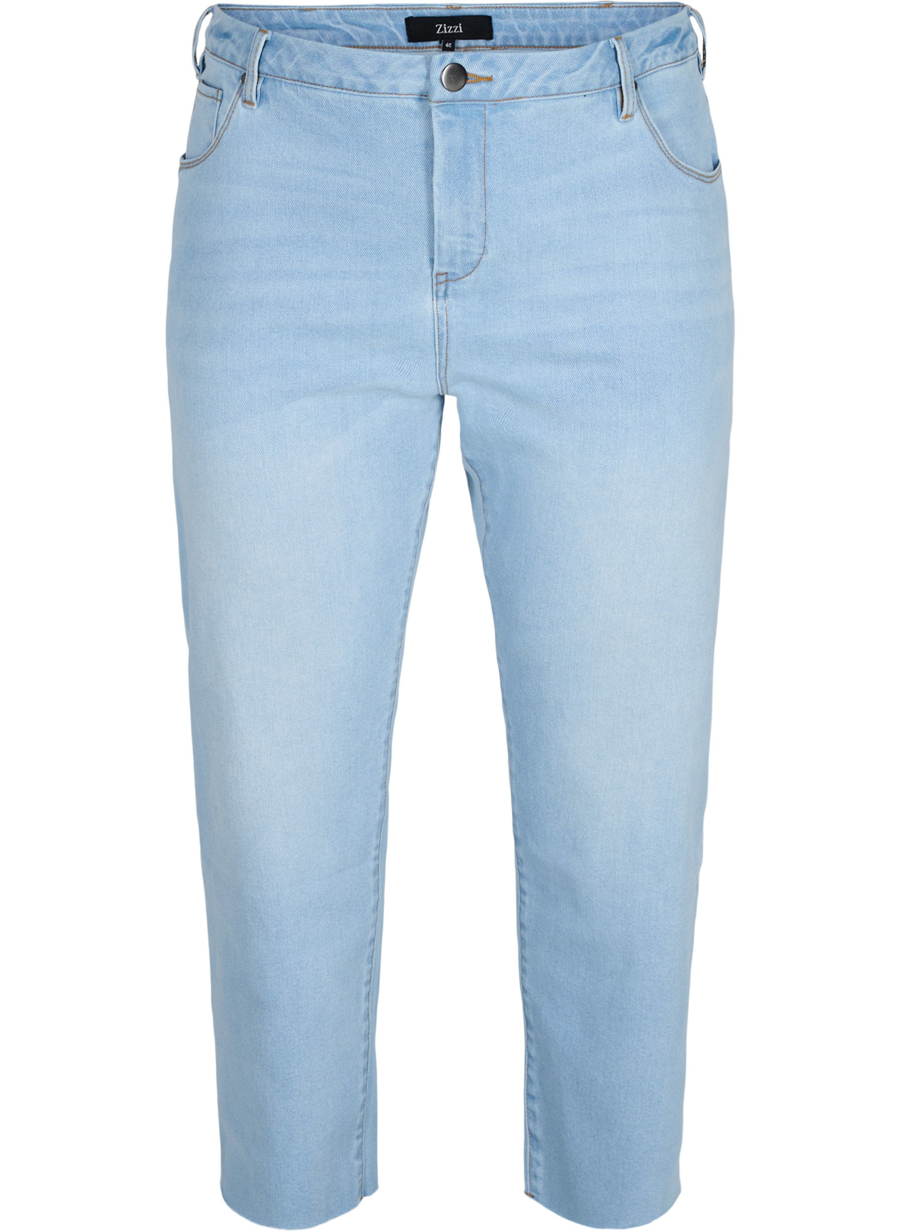 7/8-Jeans mit Fransensaum und hoher Taille, Super L.Blue Denim, Packshot image number 0
