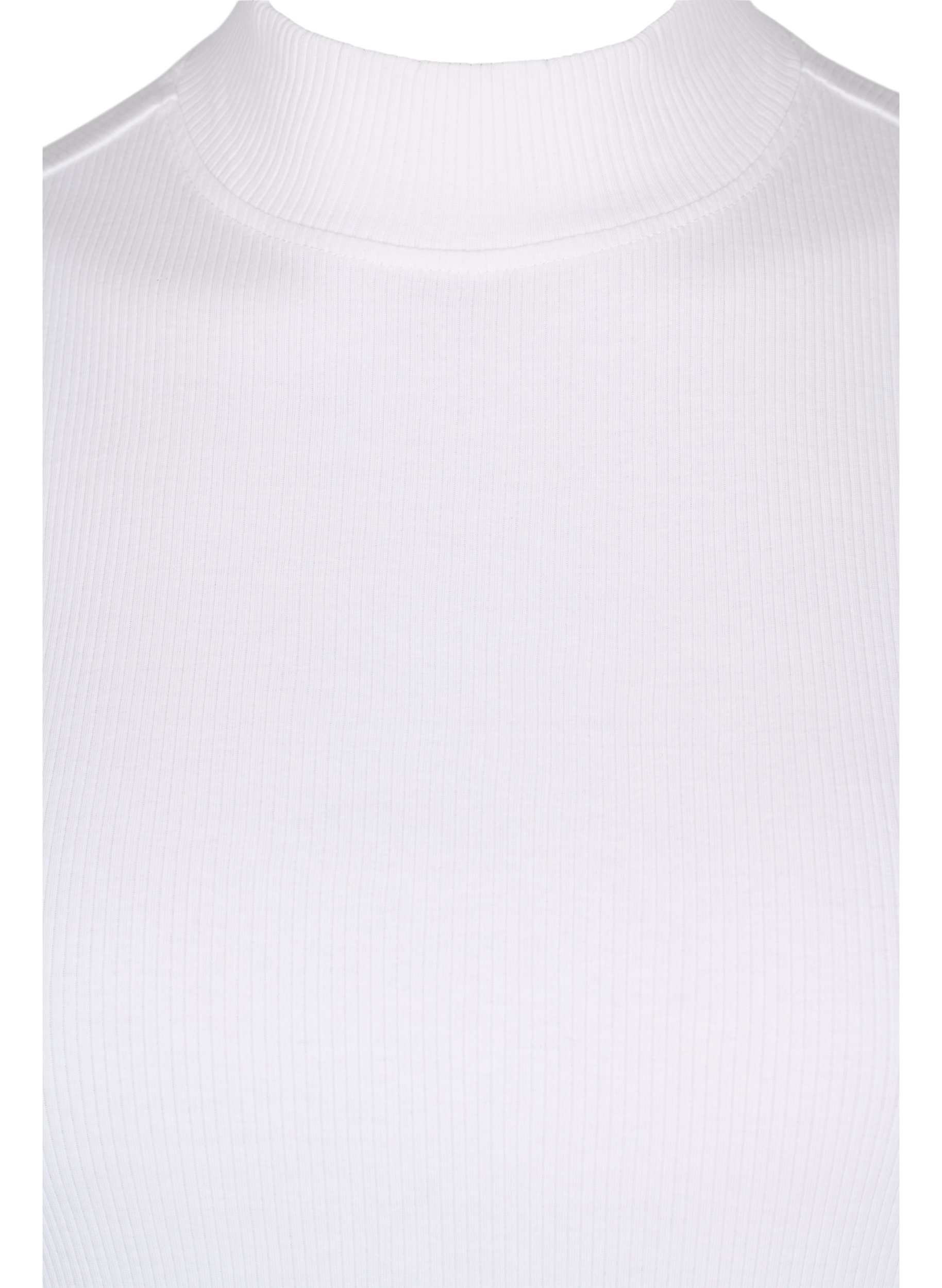 Hochgeschnittenes Baumwolltop mit gerippter Struktur, Bright White, Packshot image number 2