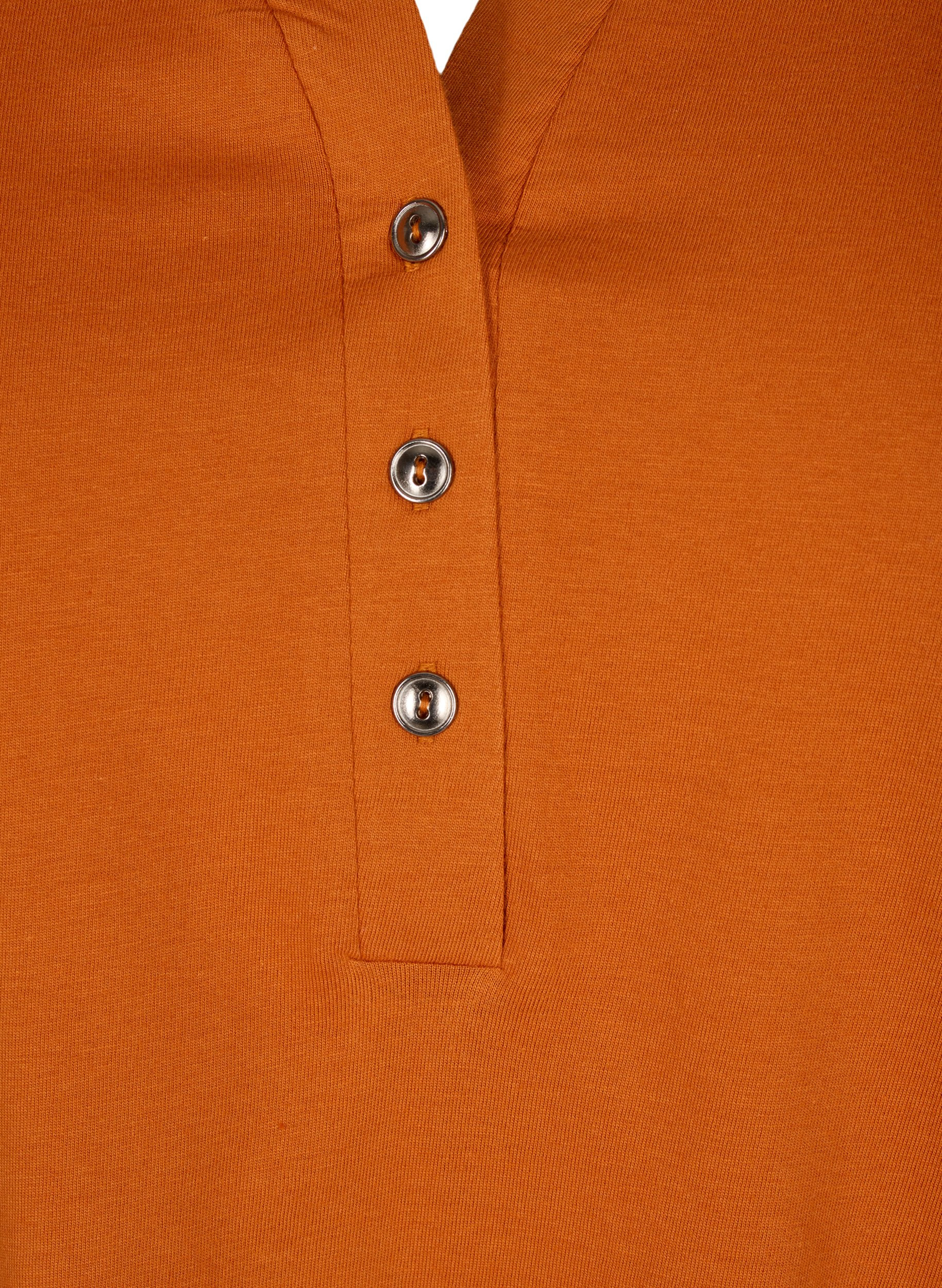 T-Shirt aus Baumwolle mit V-Ausschnitt und Knöpfen, Autumnal, Packshot image number 2