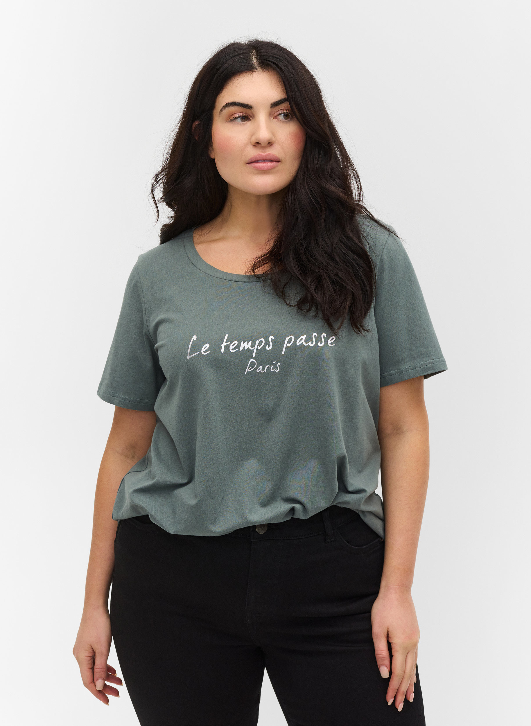 Kurzarm T-Shirt aus Baumwolle mit Aufdruck, Sea Pine W. Silver, Model
