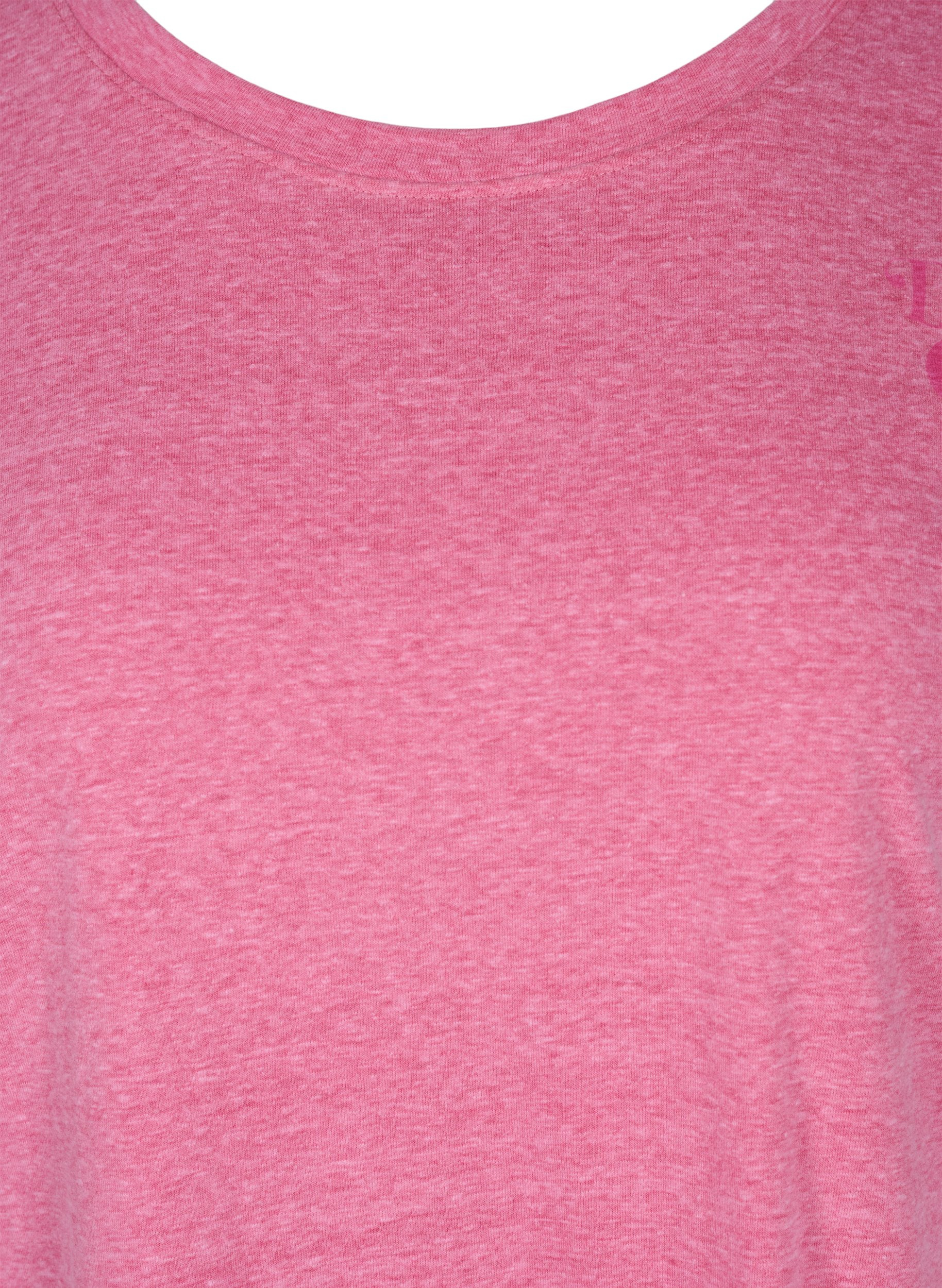 Meliertes T-Shirt aus Baumwolle, Fandango Pink Mel, Packshot image number 2