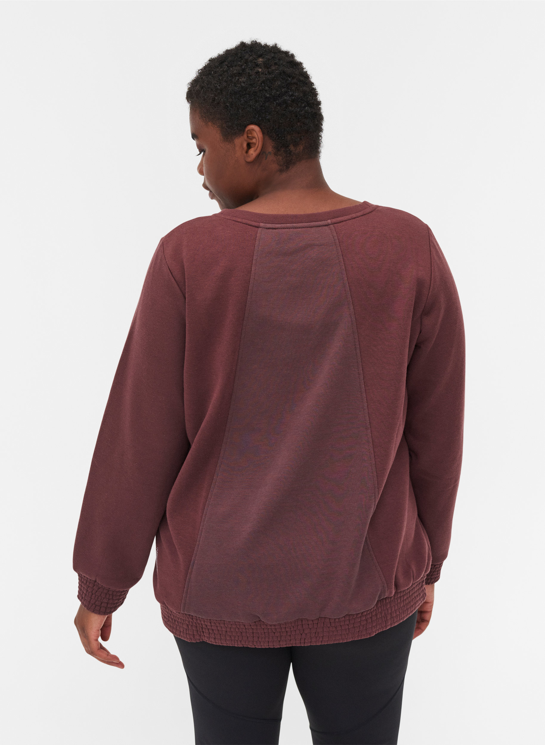 Sweatshirt mit Rundhals und Smock, Decadent Chocolate, Model image number 1