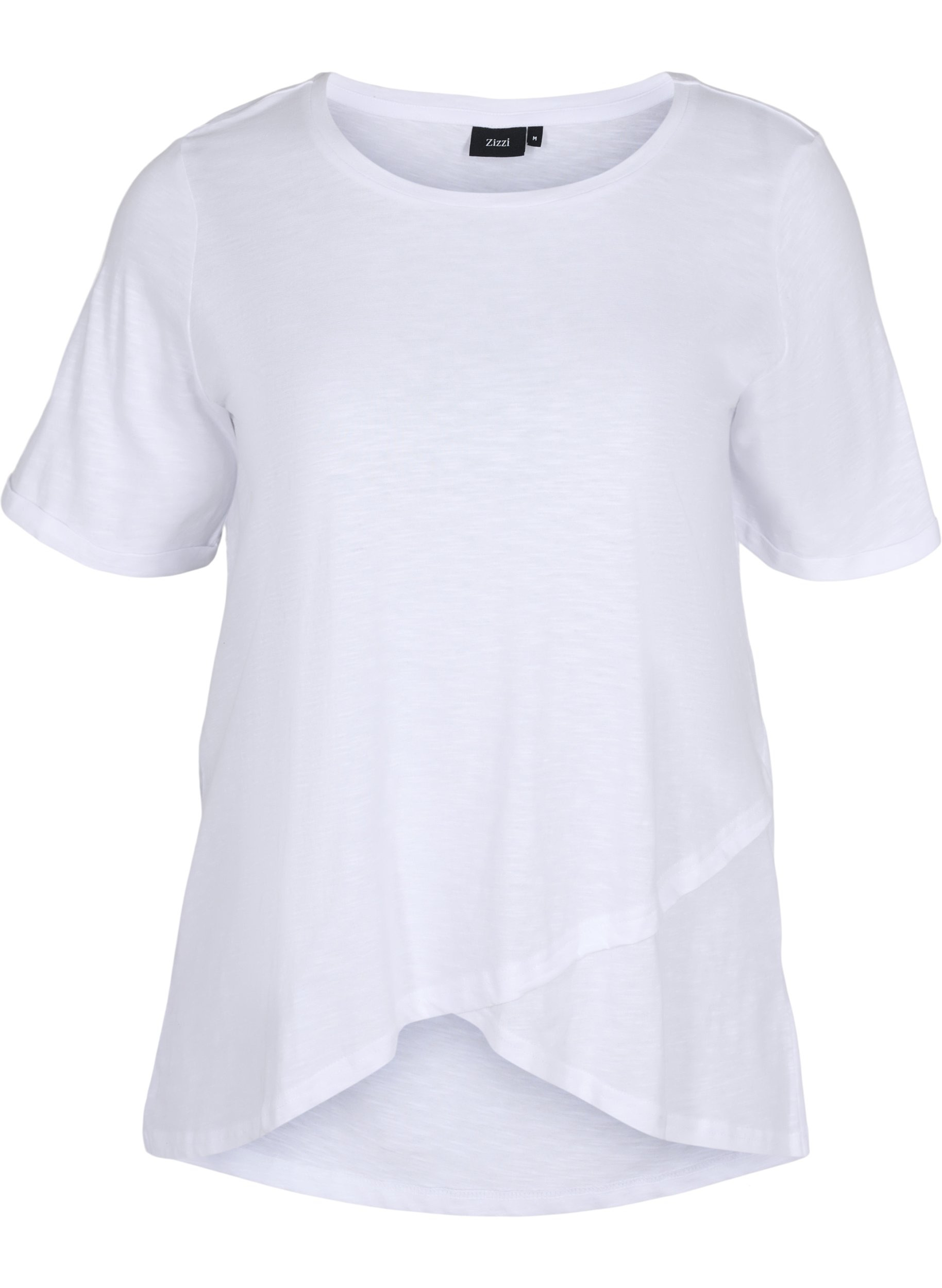 Baumwoll-T-Shirt mit kurzen Ärmeln, Bright White, Packshot image number 0