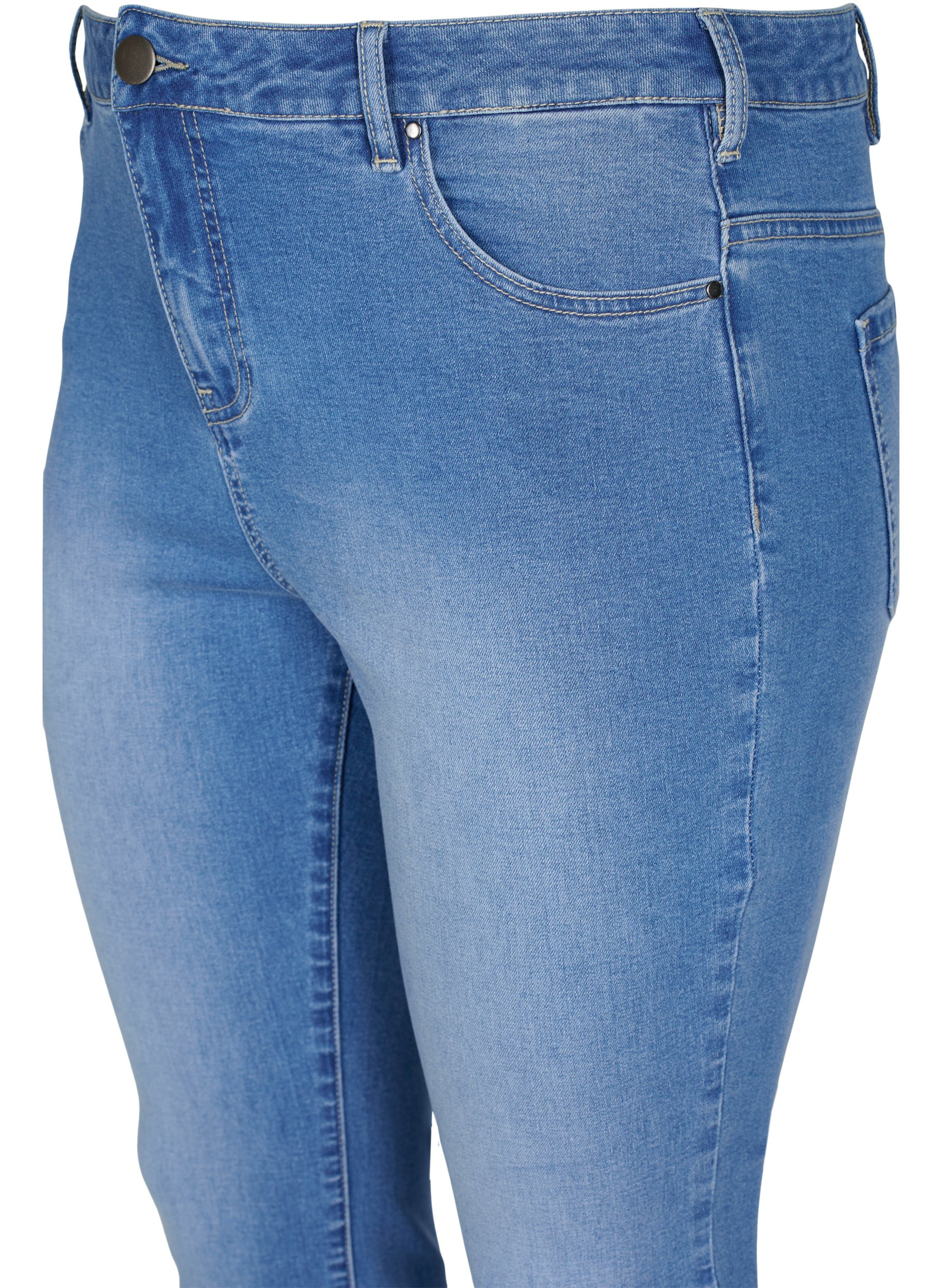 Cropped Amy Jeans mit Perlen, Light blue denim, Packshot image number 2