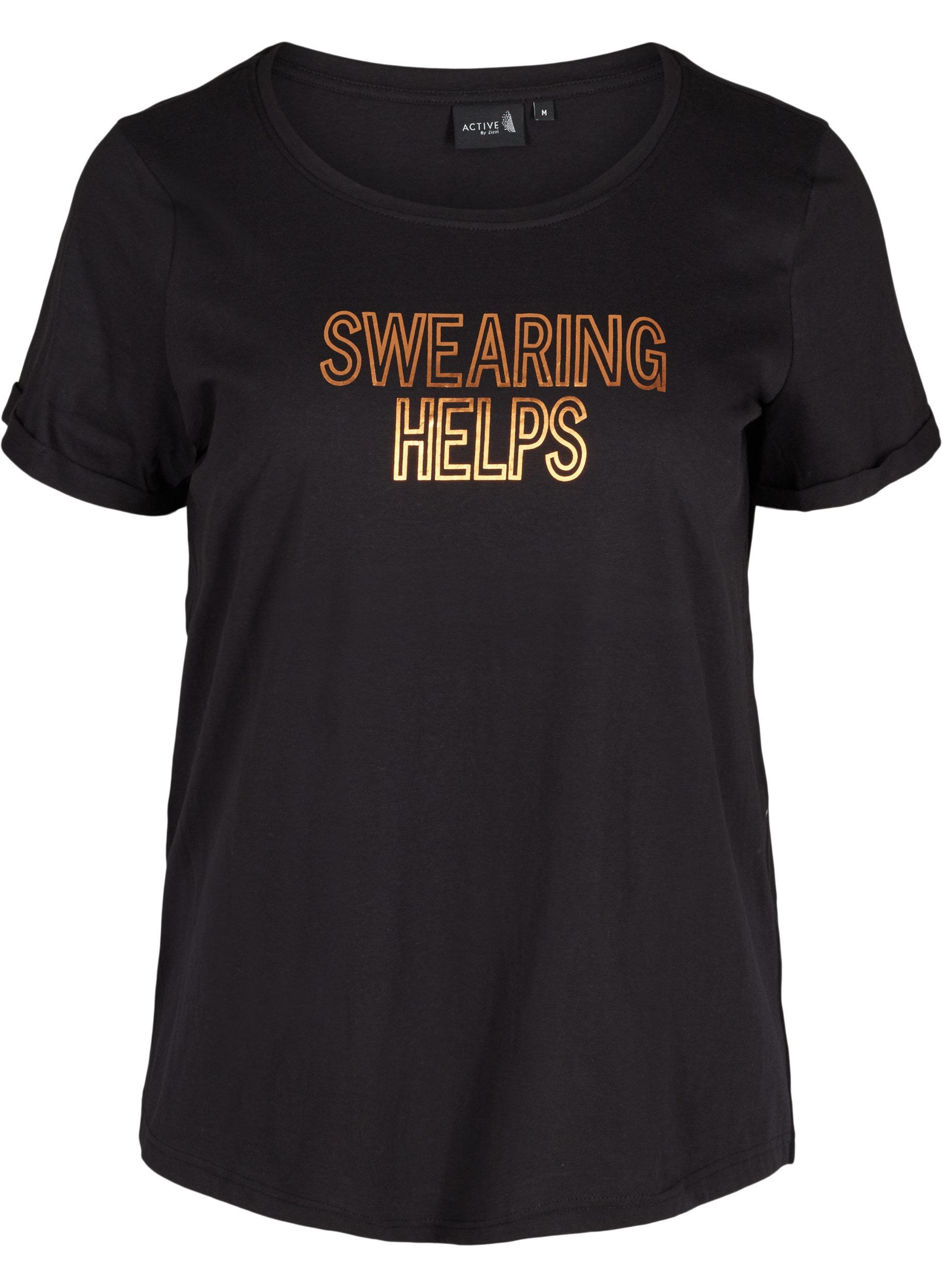 Trainings-T-Shirt mit Print, Black Swearing
