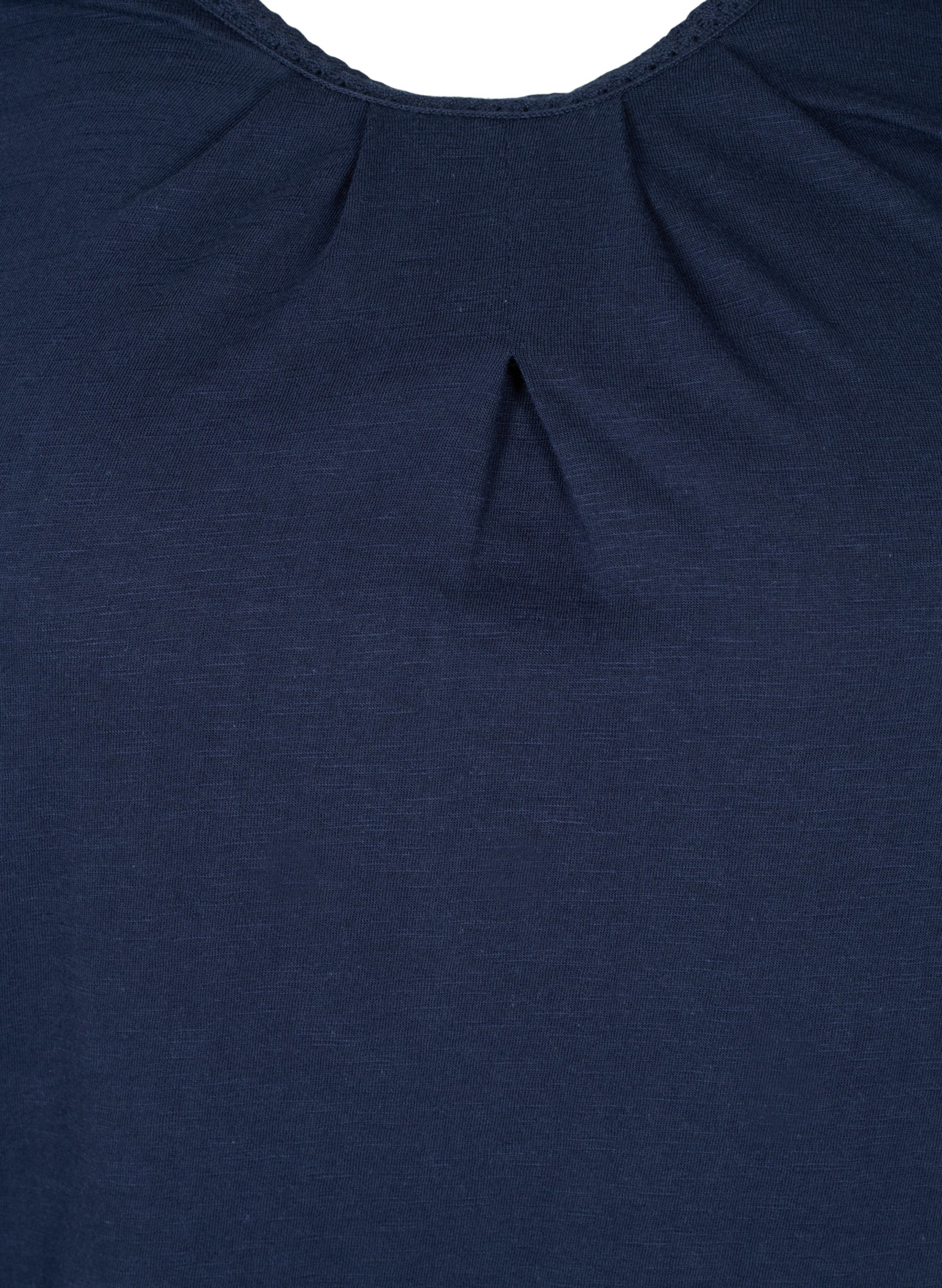 Einfarbige Bluse mit 3/4-Ärmel aus Baumwolle, Black Iris, Packshot image number 2