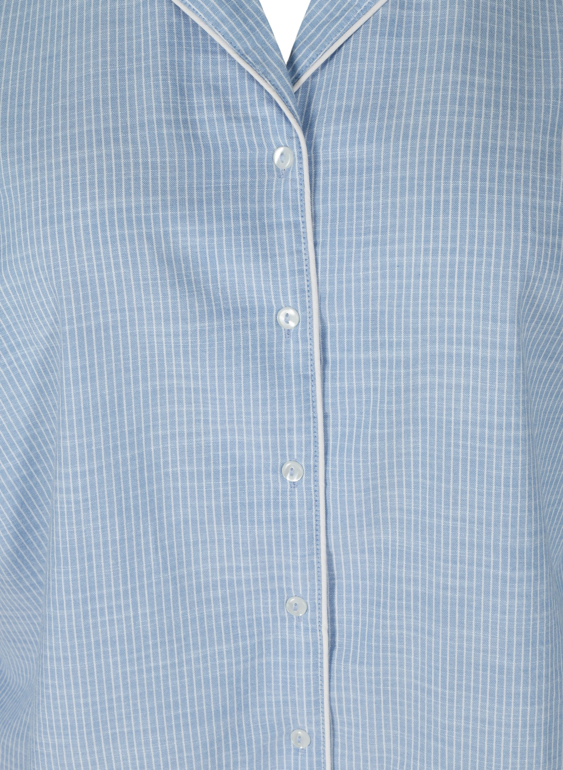 Gestreiftes Nachthemd aus Baumwolle, White/Blue Stripe, Packshot image number 2