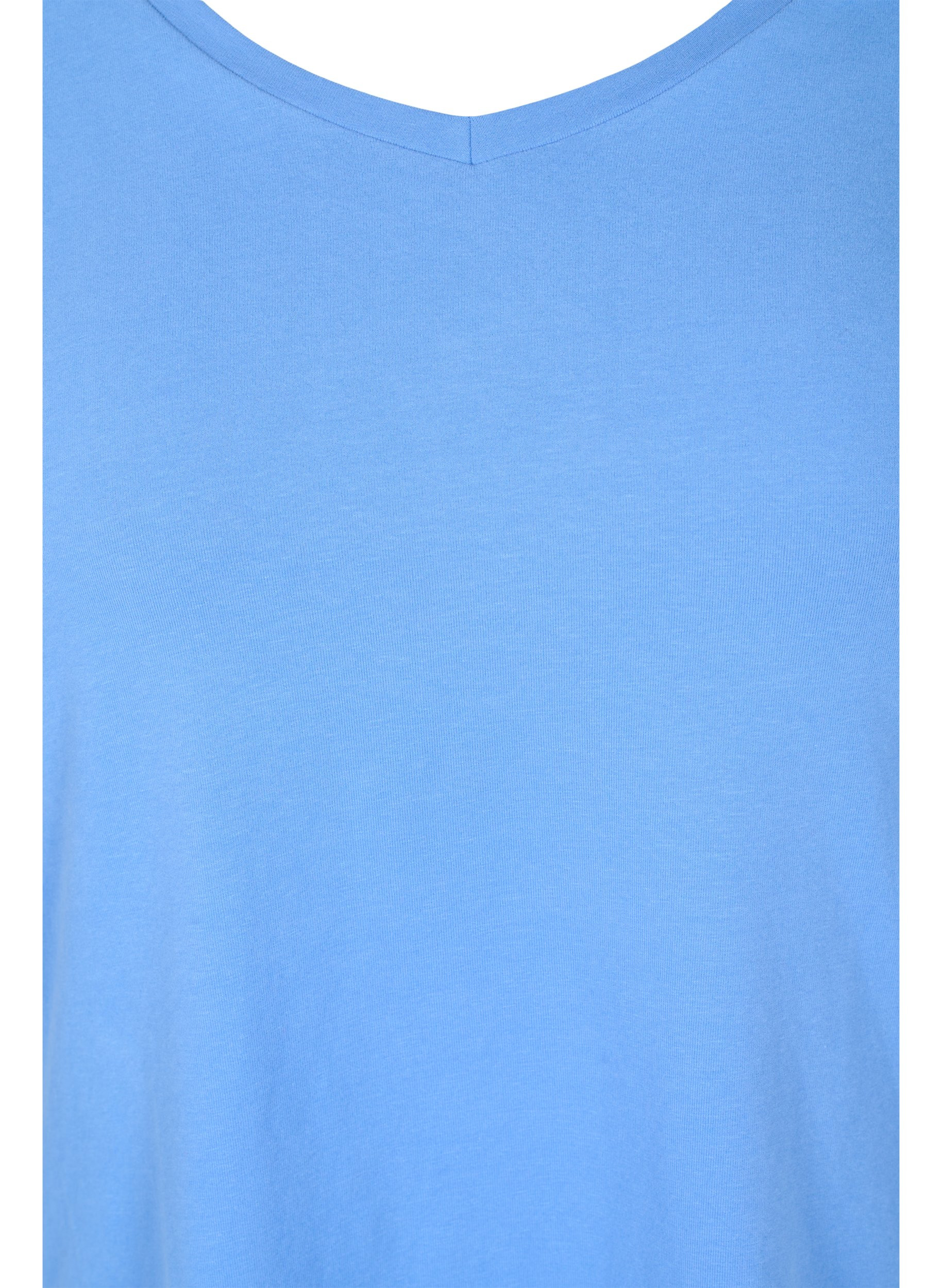 Einfarbiges basic T-Shirt aus Baumwolle, Ultramarine, Packshot image number 2