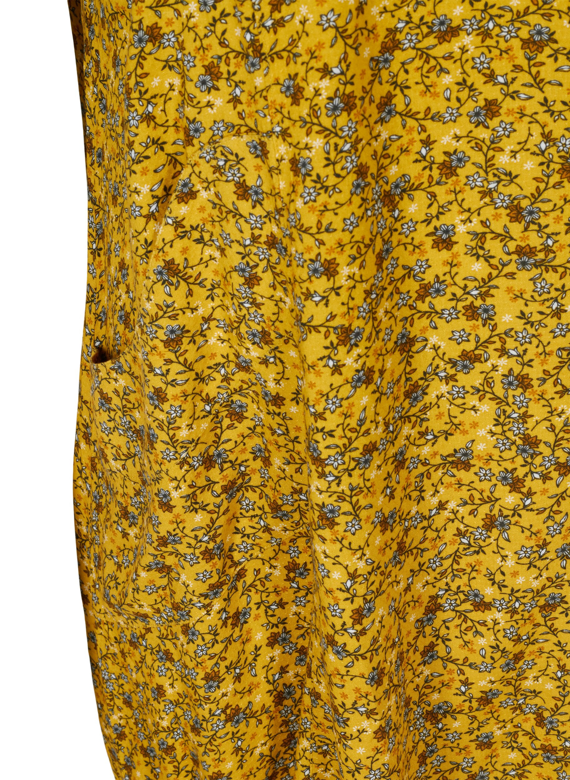 Kurzarm Viskosekleid mit Print, Yellow Ditsy Flower, Packshot image number 3