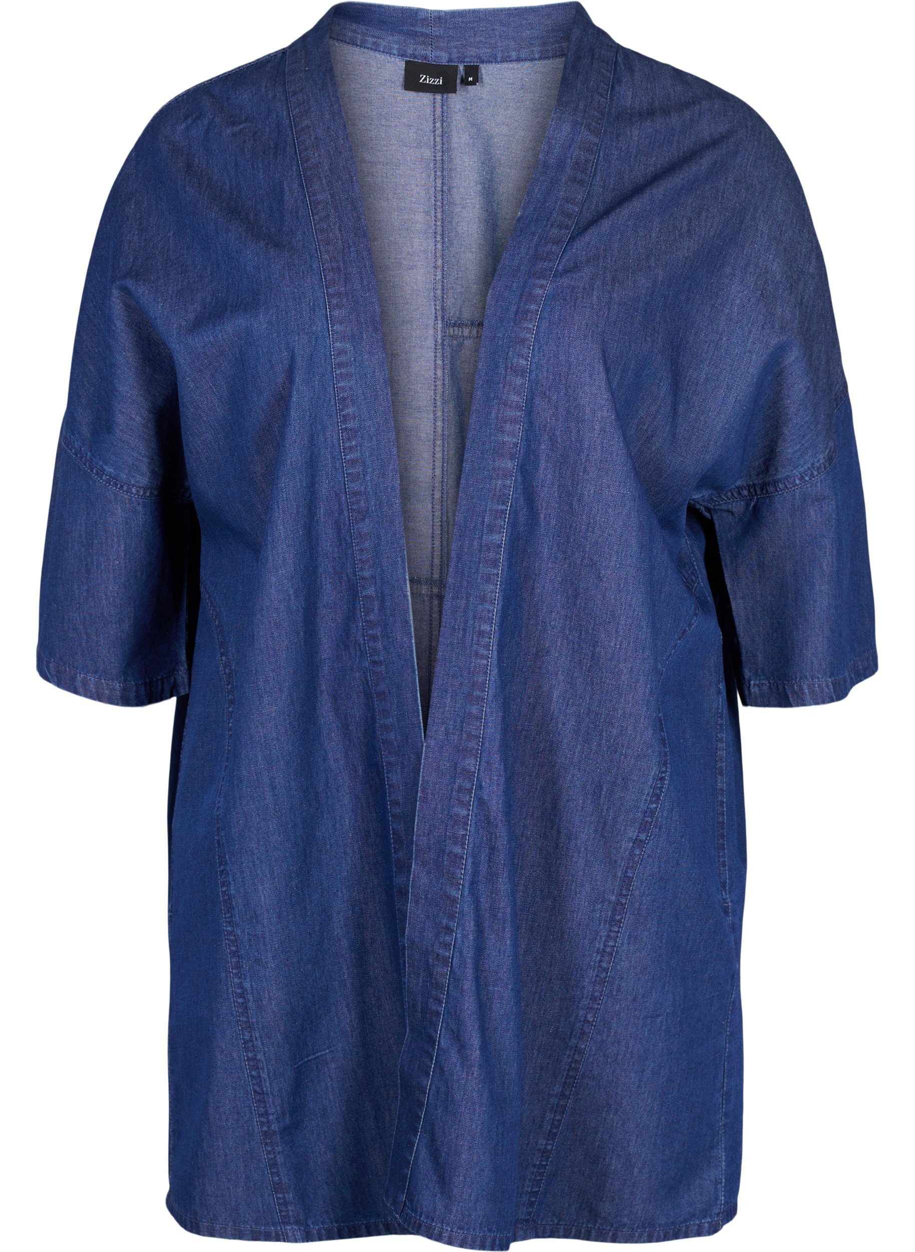 Denim Kimono mit 3/4-Ärmeln, Medium Blue Denim, Packshot image number 0