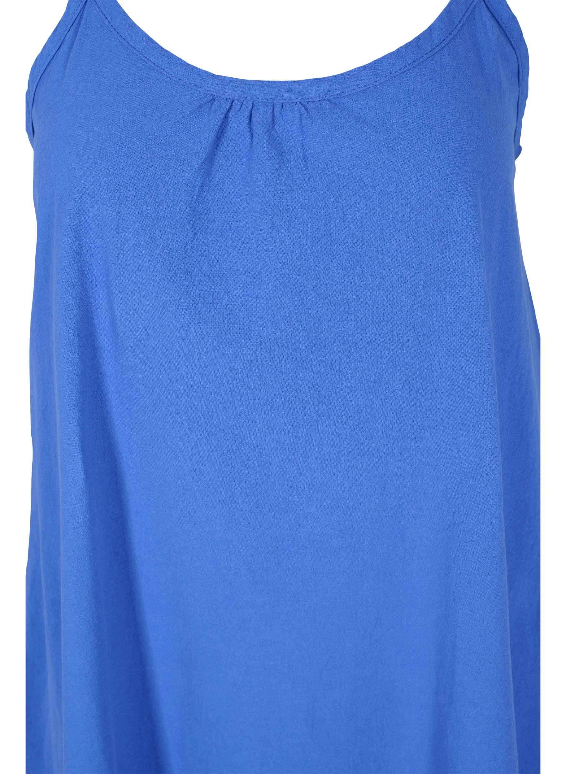 Baumwollkleid mit dünnen Trägern und A-Linie, Dazzling Blue, Packshot image number 2