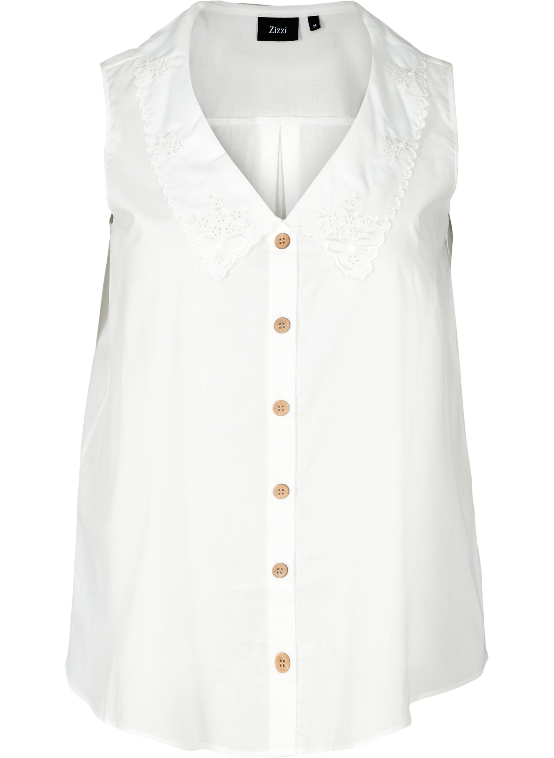 Ärmellose Hemdbluse aus Baumwolle, Bright White, Packshot image number 0