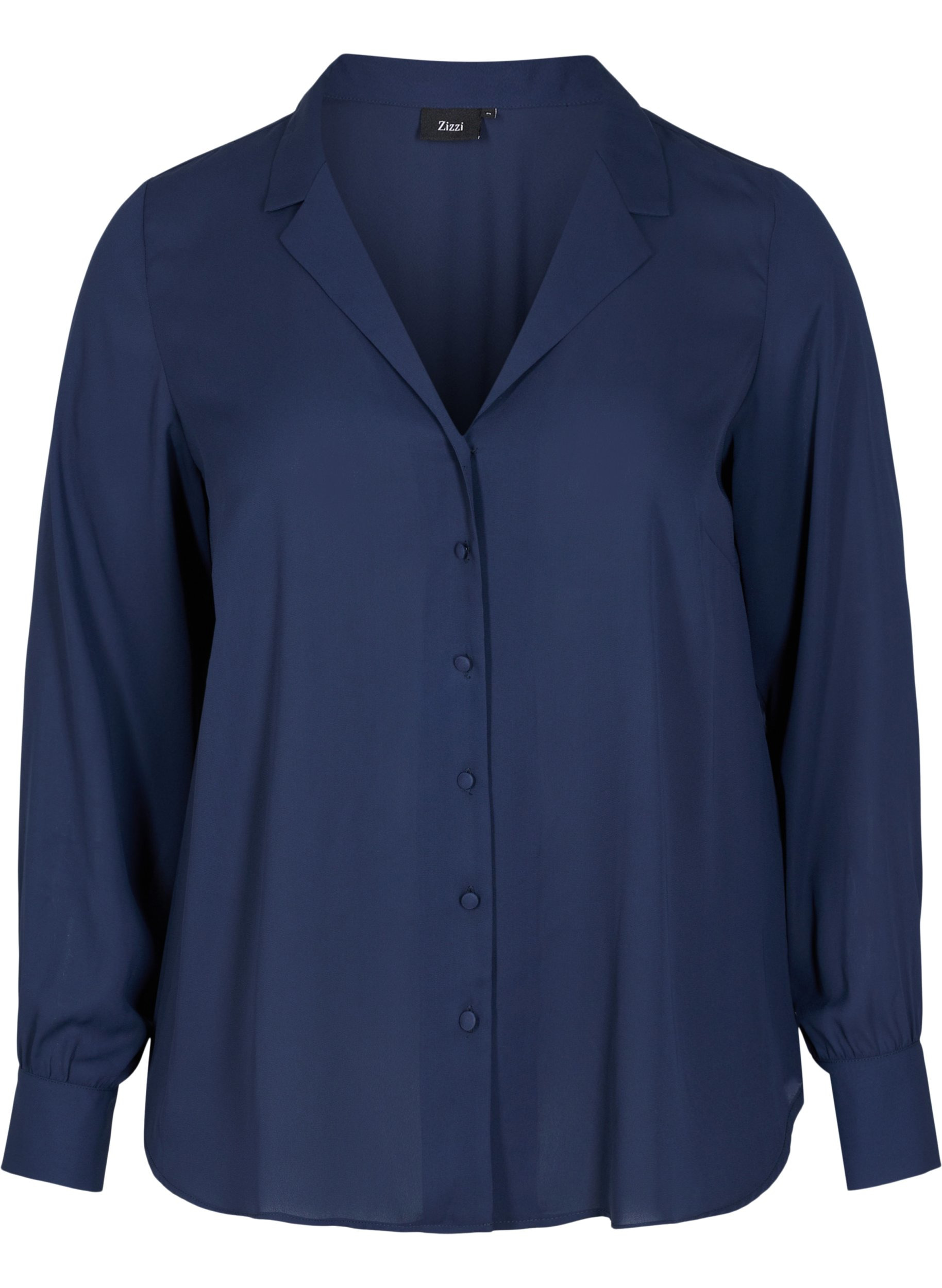 Hemdbluse mit Knopfverschluss und V-Ausschnitt, Navy Blazer