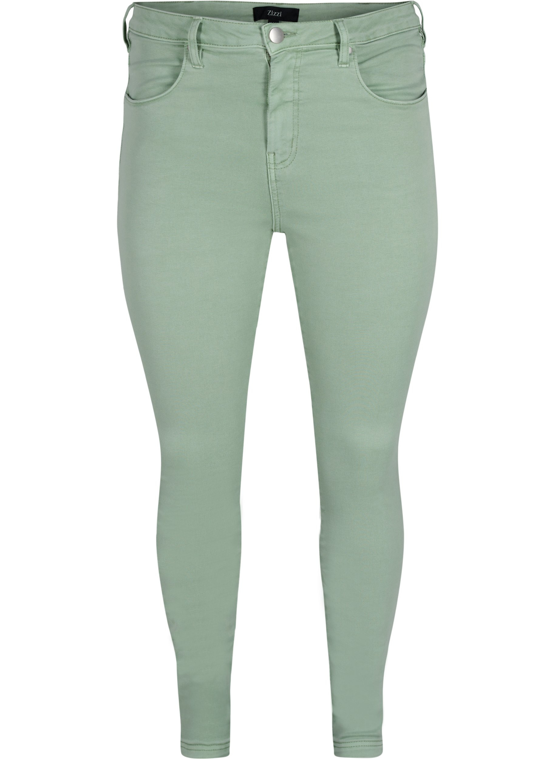 Super Slim Amy Jeans mit hoher Taille, Frosty Green