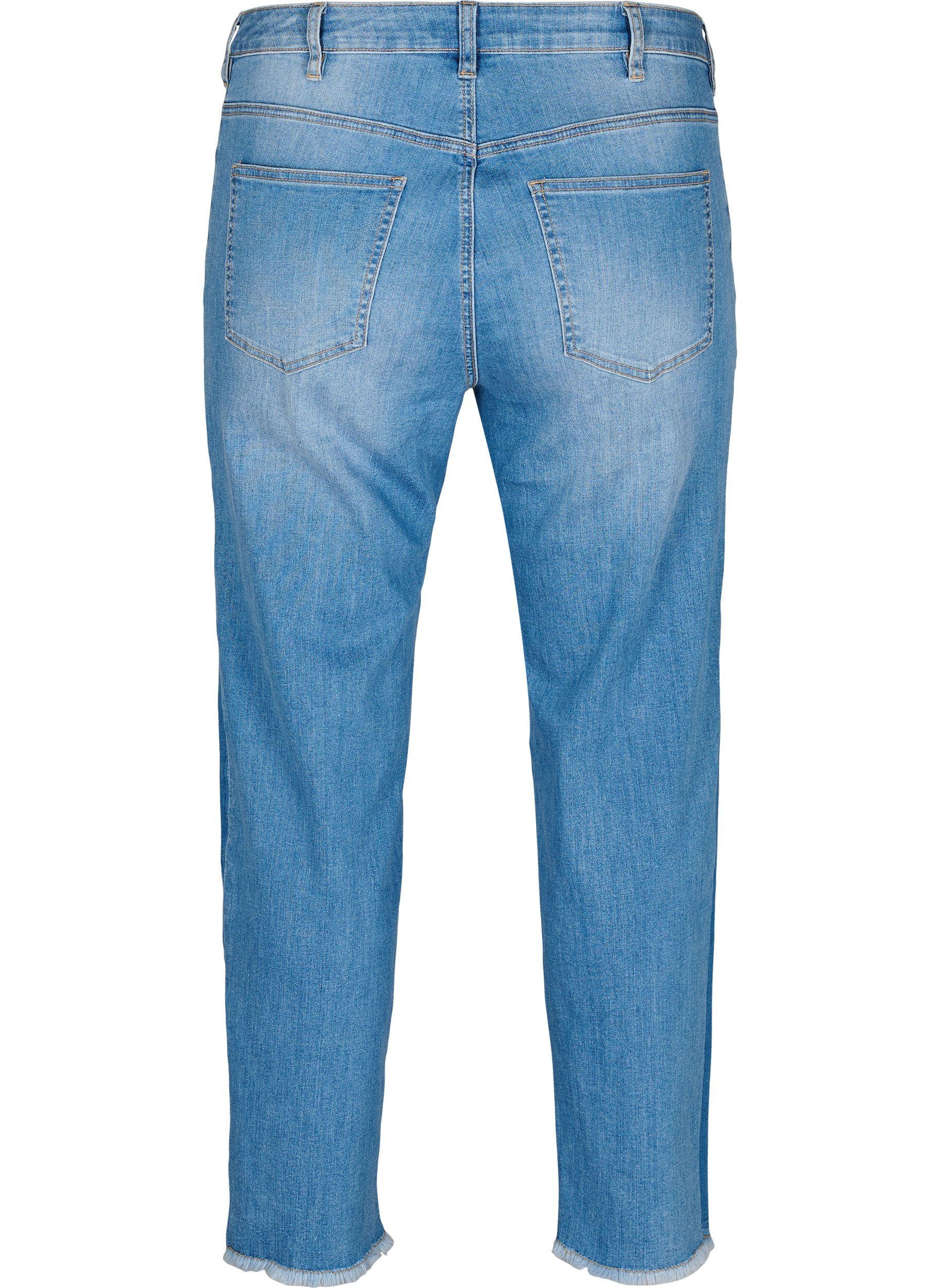 Cropped Jeans mit Kontrast, Blue denim, Packshot image number 1