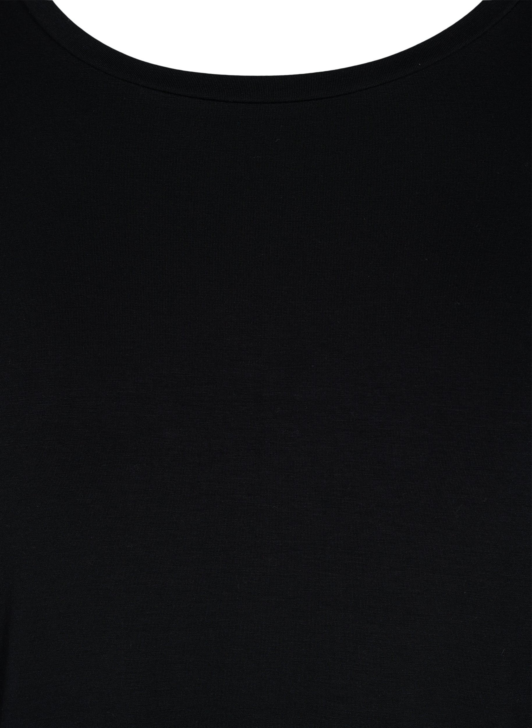 Kurzarm Tunika aus Viskose mit Schnurdetails, Black, Packshot image number 2