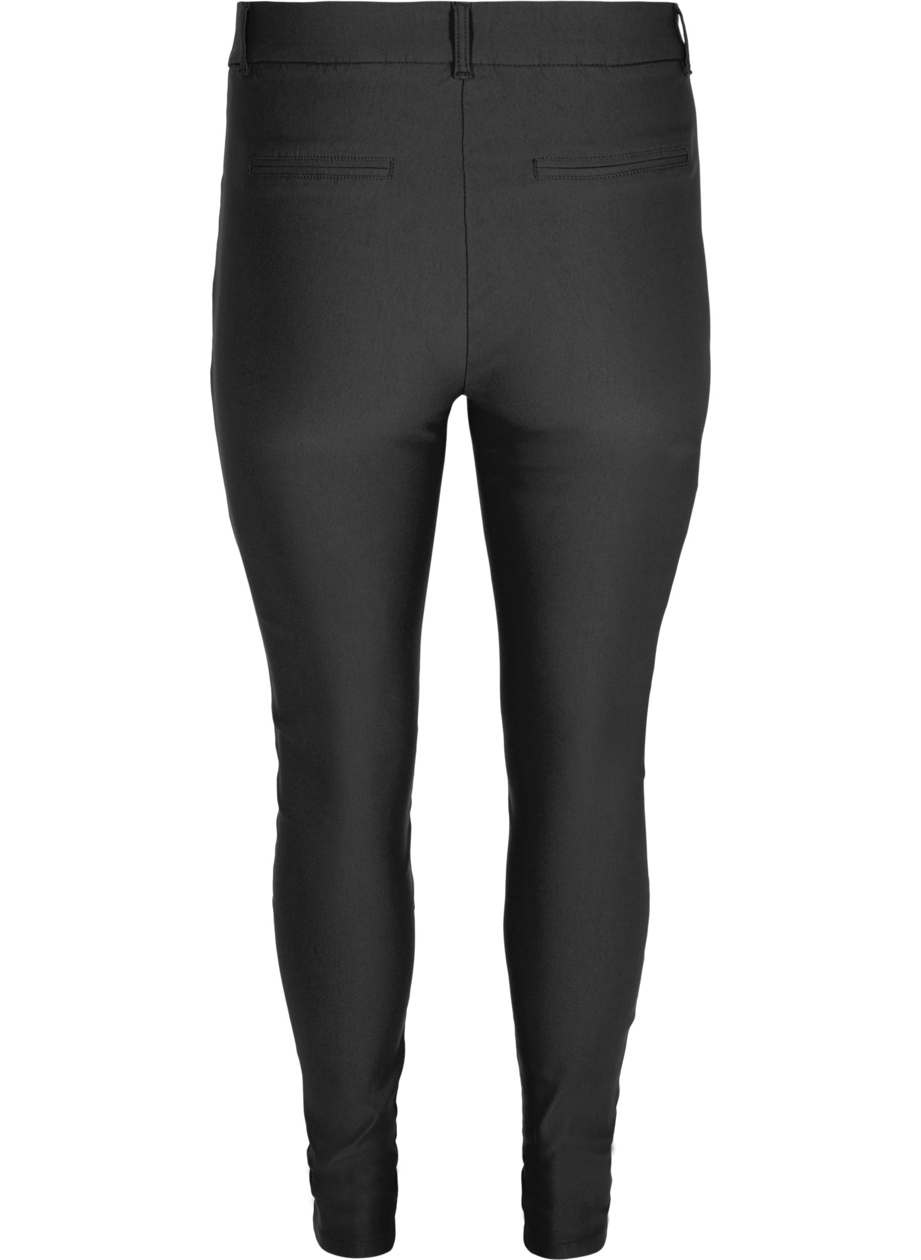 Cropped Hose mit leichtem Glanz, Black, Packshot image number 1