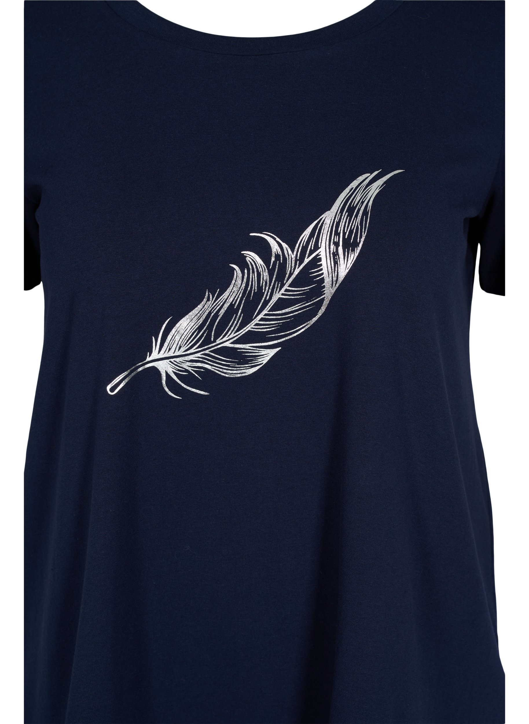 Kurzarm T-Shirt aus Baumwolle mit Aufdruck, Night Sky w. silver , Packshot image number 2