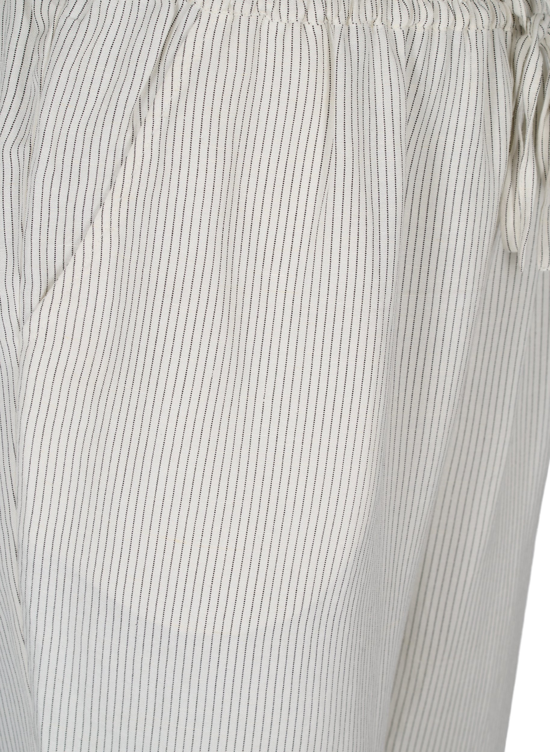 Cropped Hose mit Streifen, White Stripe, Packshot image number 2