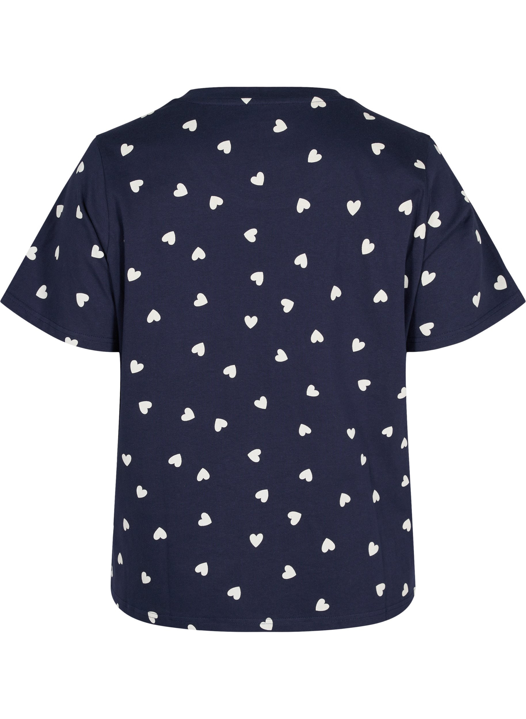 Kurzarm Pyjama-T-Shirt aus Baumwolle, Navy Blazer AOP, Packshot image number 1