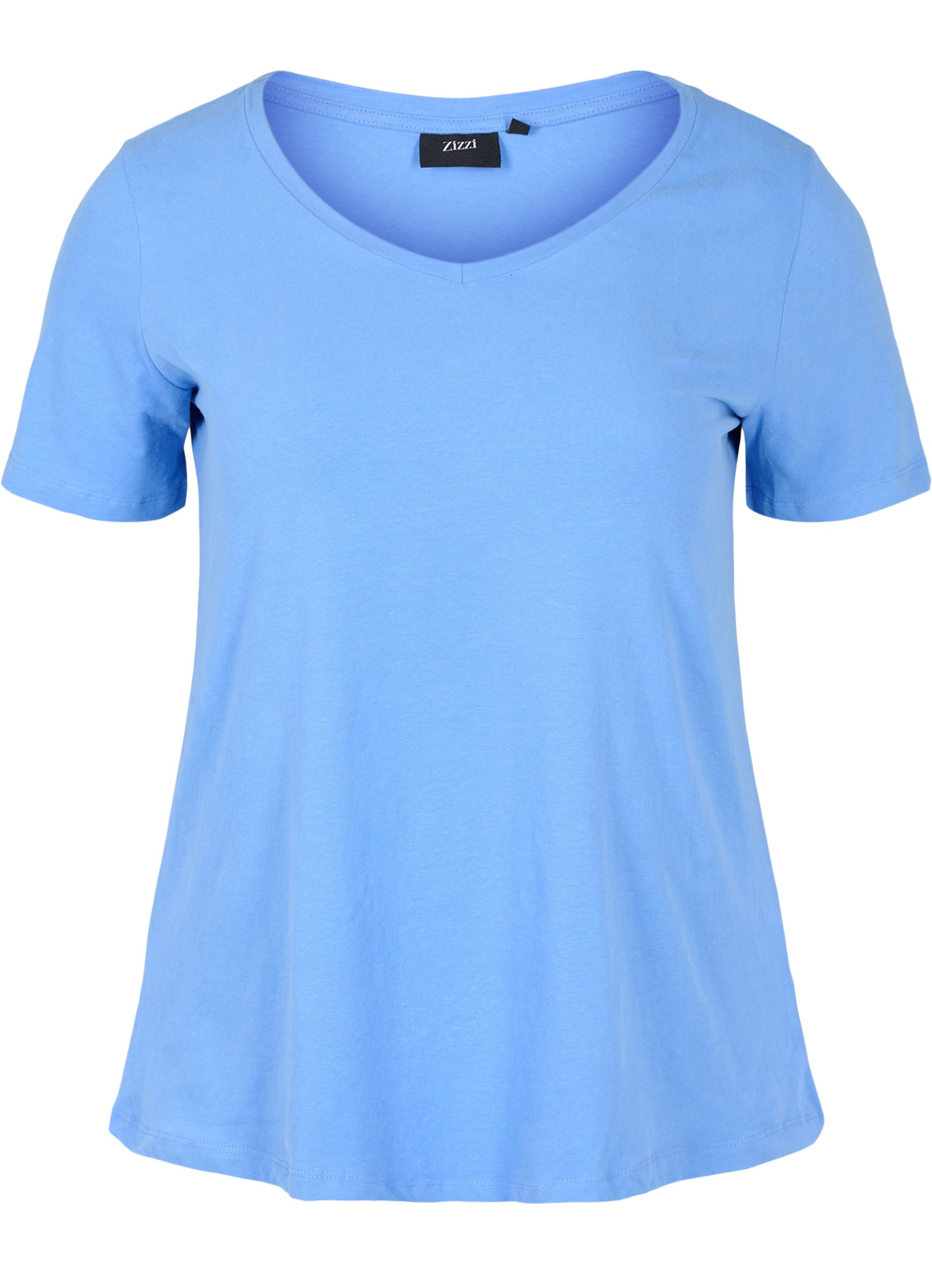 Einfarbiges basic T-Shirt aus Baumwolle, Ultramarine