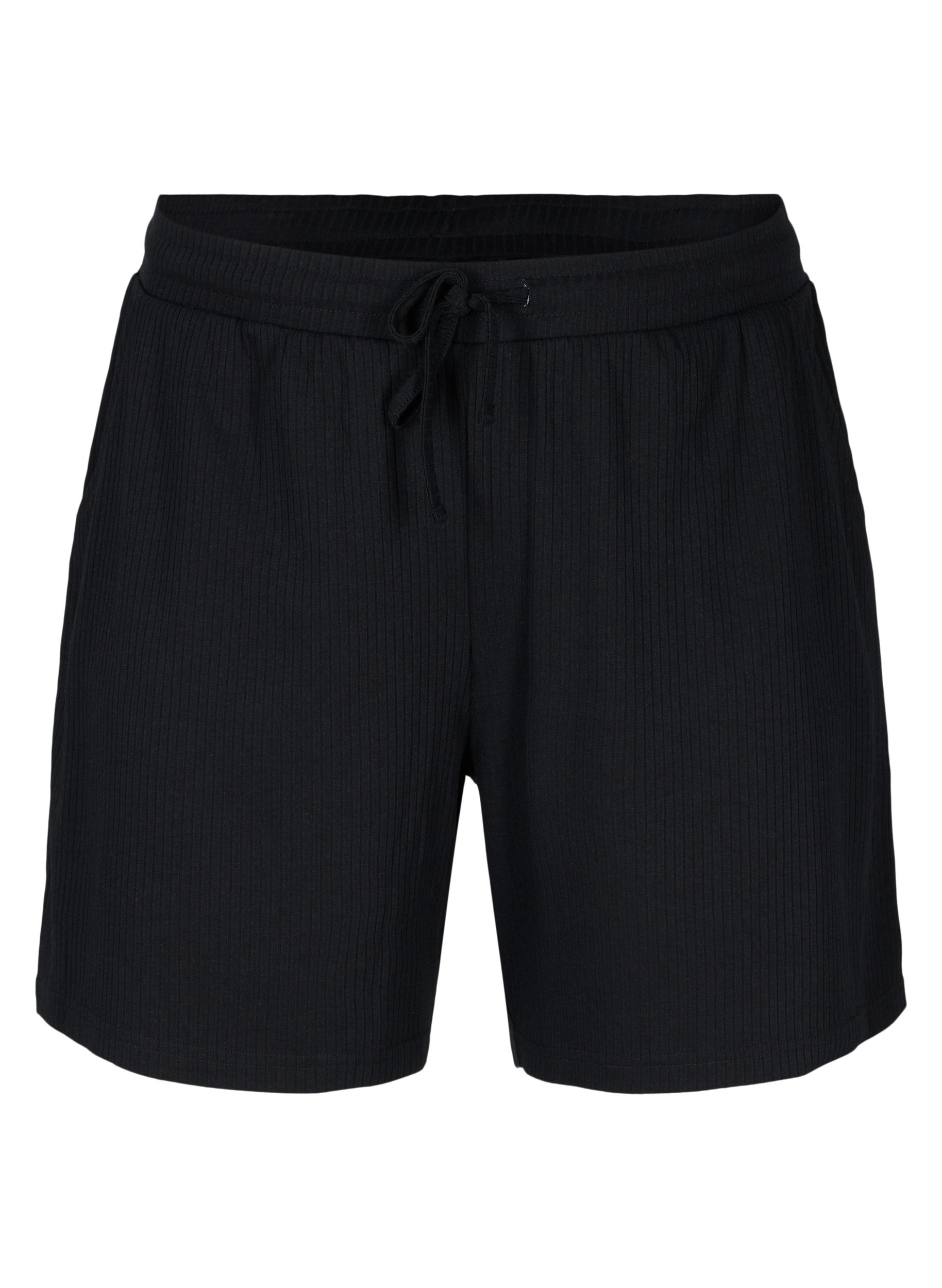 Shorts aus Rippqualität mit Taschen, Black, Packshot