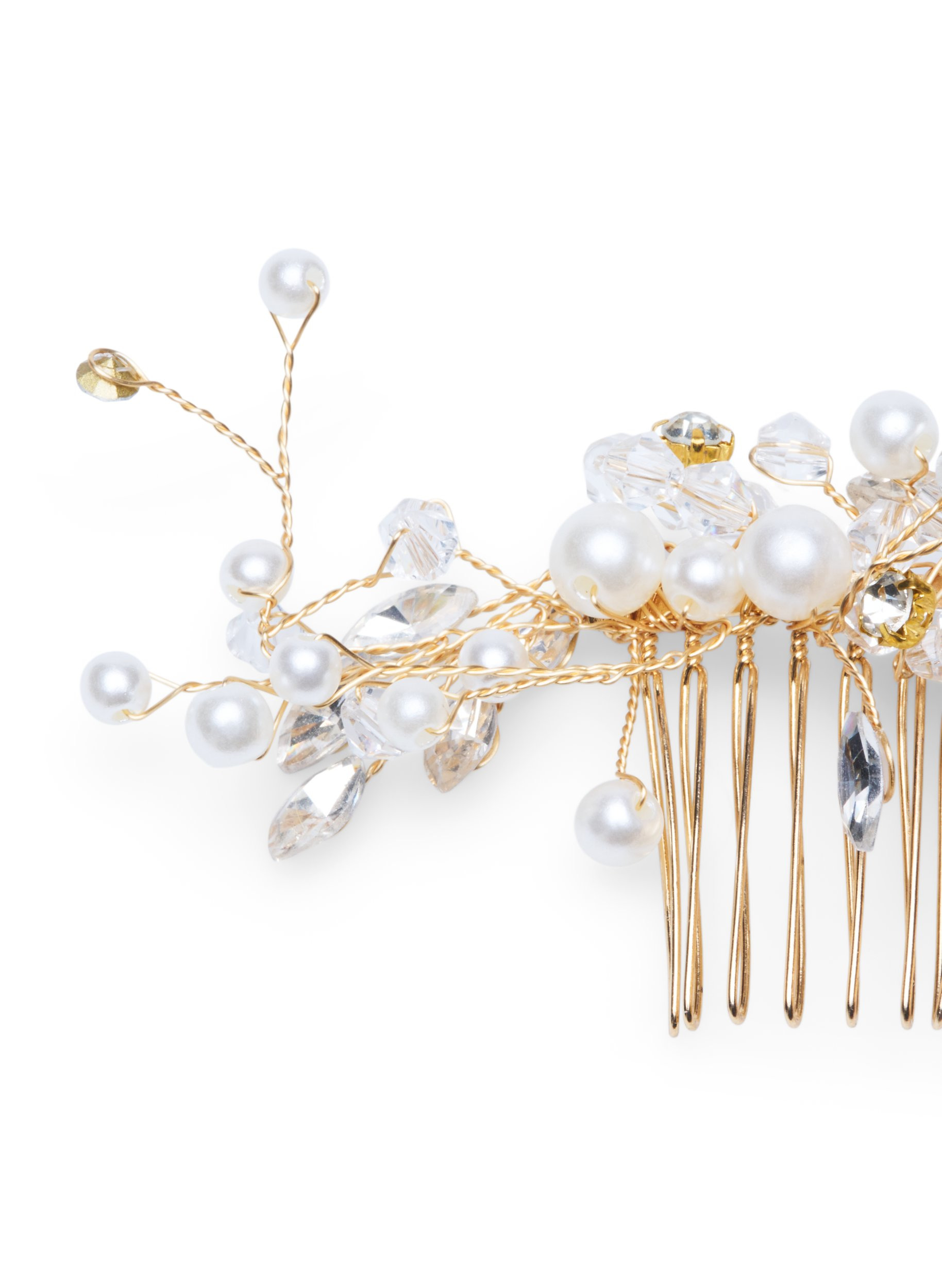 Haarspange mit Perlen und Steinen, Pearl, Packshot image number 2