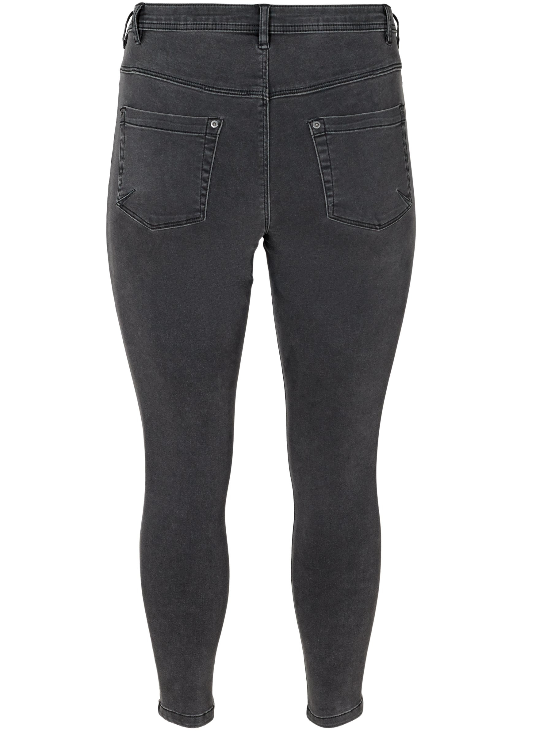 Cropped Amy Jeans mit Reißverschluss, Grey Denim, Packshot image number 1