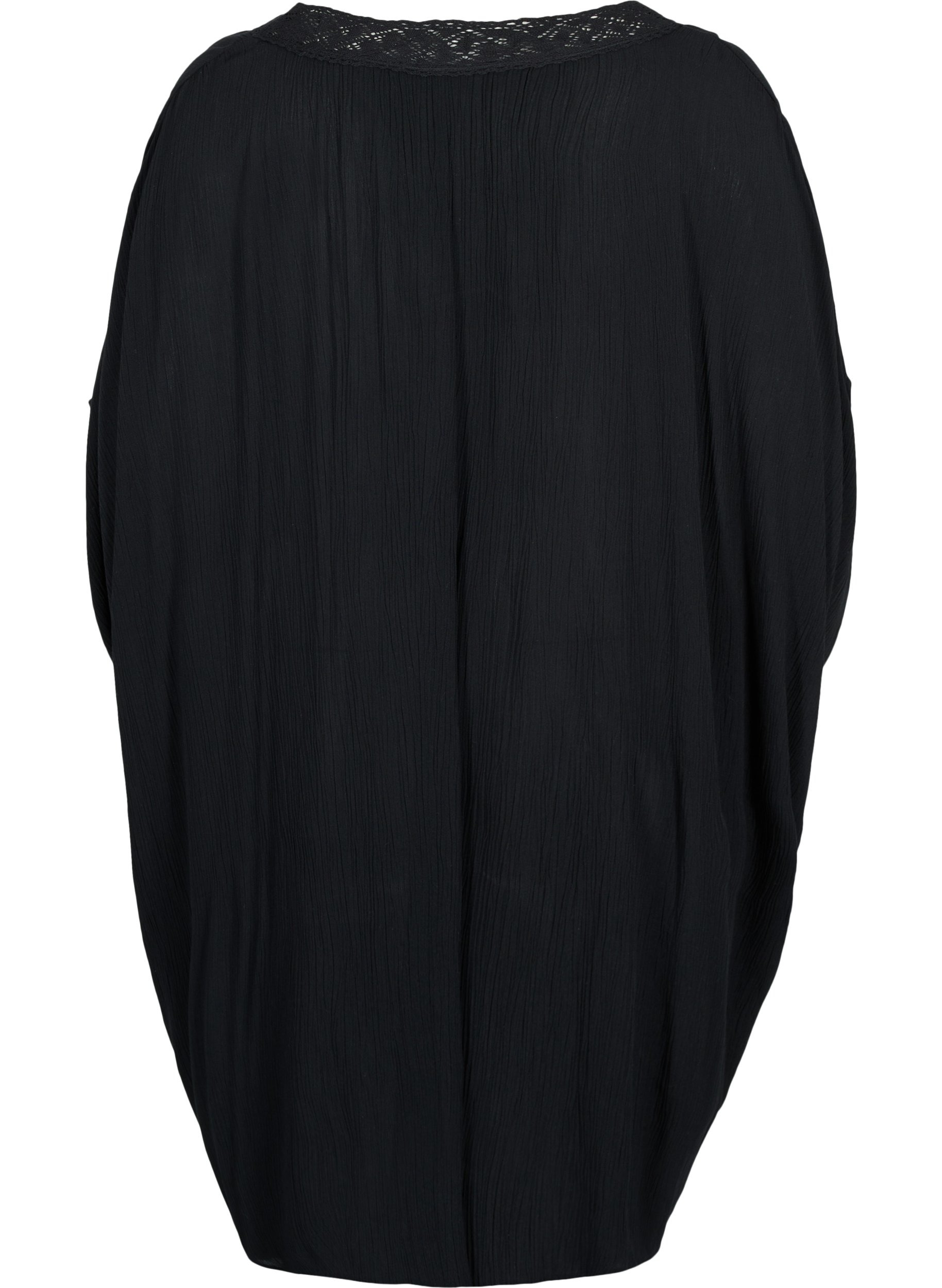 Strandkleid aus Viskose mit Spitzendetails, Black, Packshot image number 1