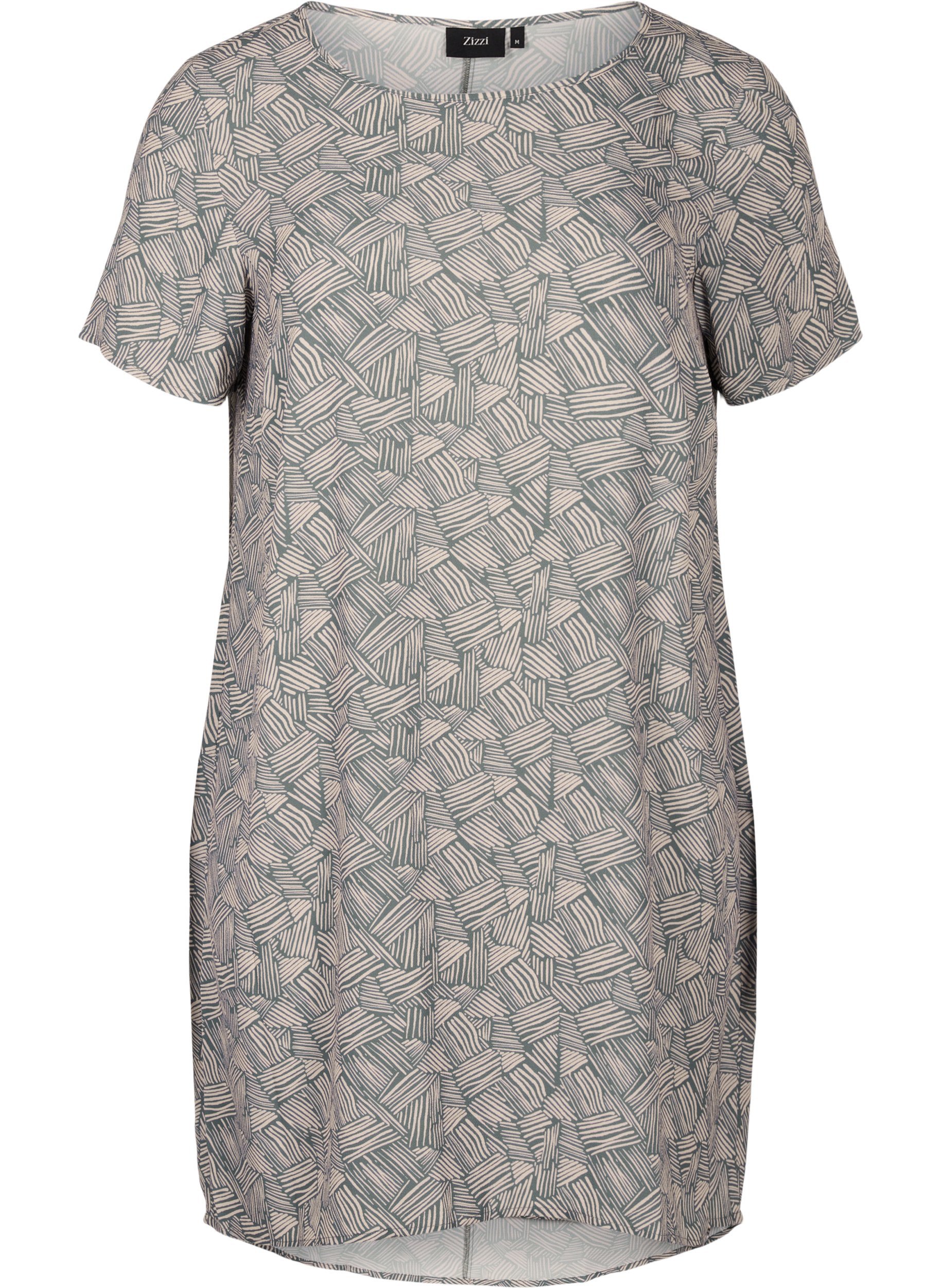 Bedrucktes Kleid mit kurzen Ärmeln, Green Graphic, Packshot image number 0