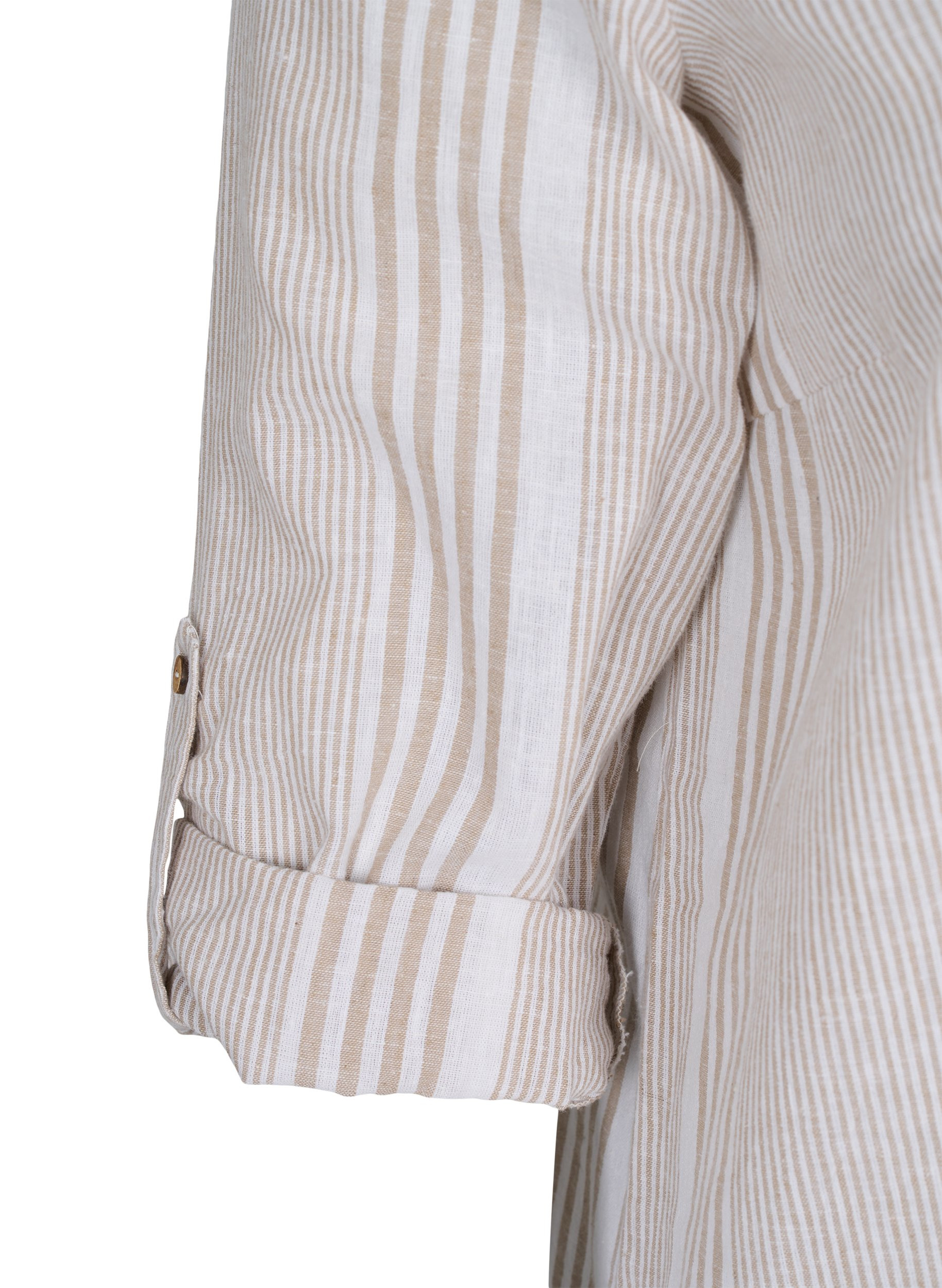 Kleid mit V-Ausschnitt und Kragen, White Taupe Stripe, Packshot image number 3