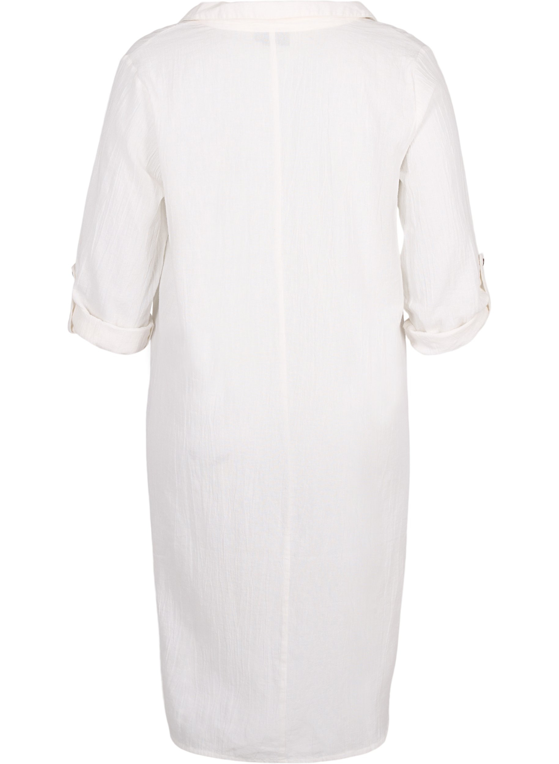Kleid mit V-Ausschnitt und Kragen, White, Packshot image number 1